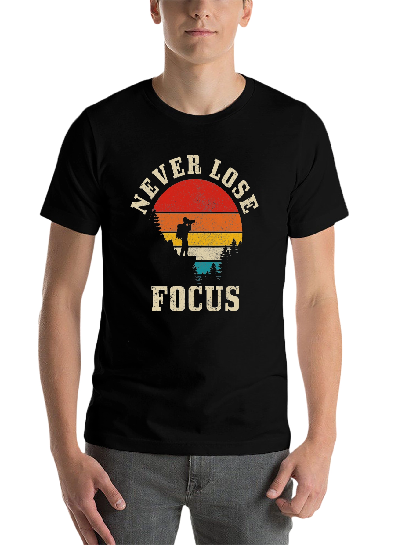 Black Never Lose Focus Photographer T-Shirt view 7