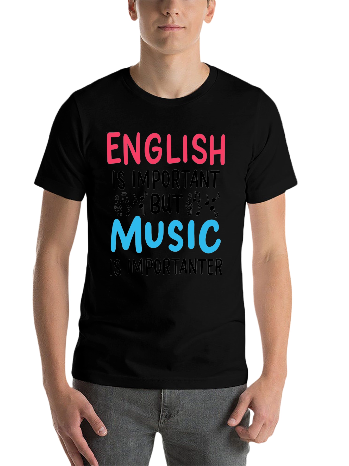 Black English vs Music T-Shirt - Importanter Funny Tee view 7