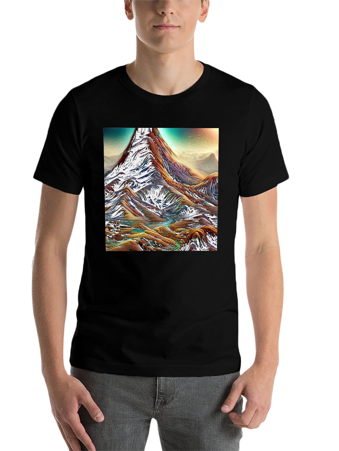 Black Mountain Range Graphic Tee - Black Cotton Comfort view 7