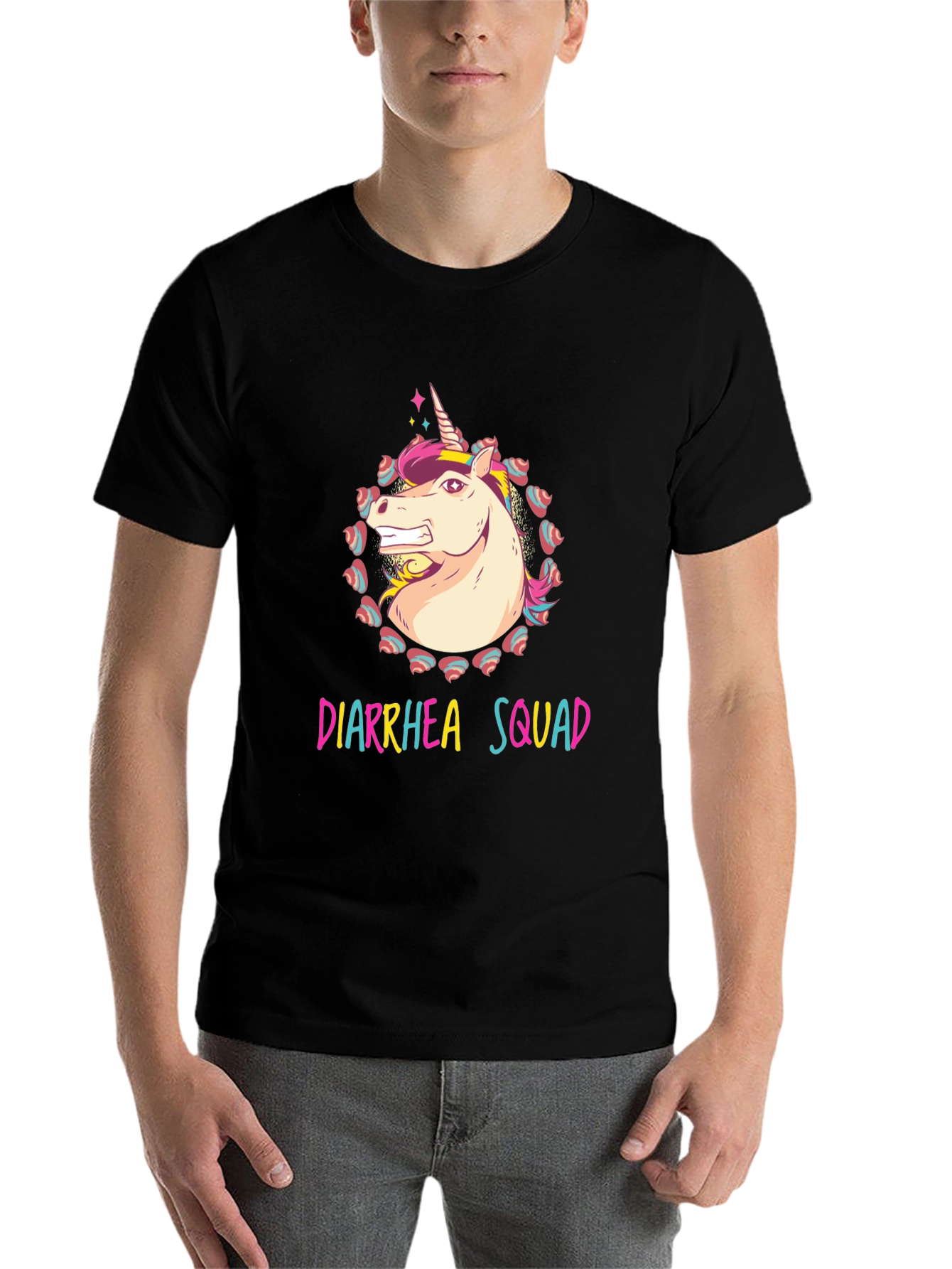 Black Diarrhea Squad Unicorn Graphic Tee view 7