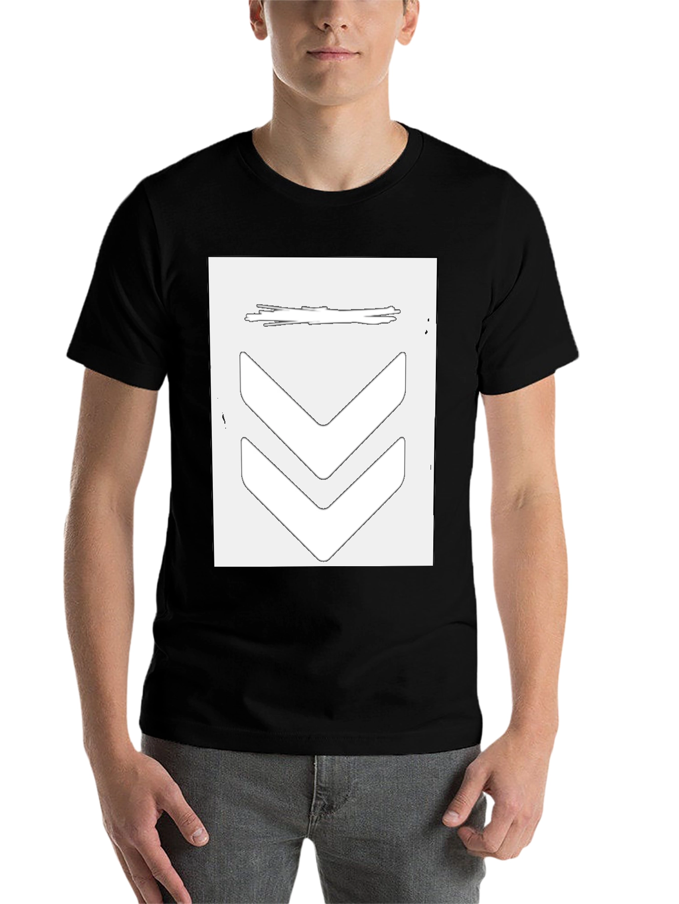 Black Stylish Black Graphic Tee - Arrow Design view 7