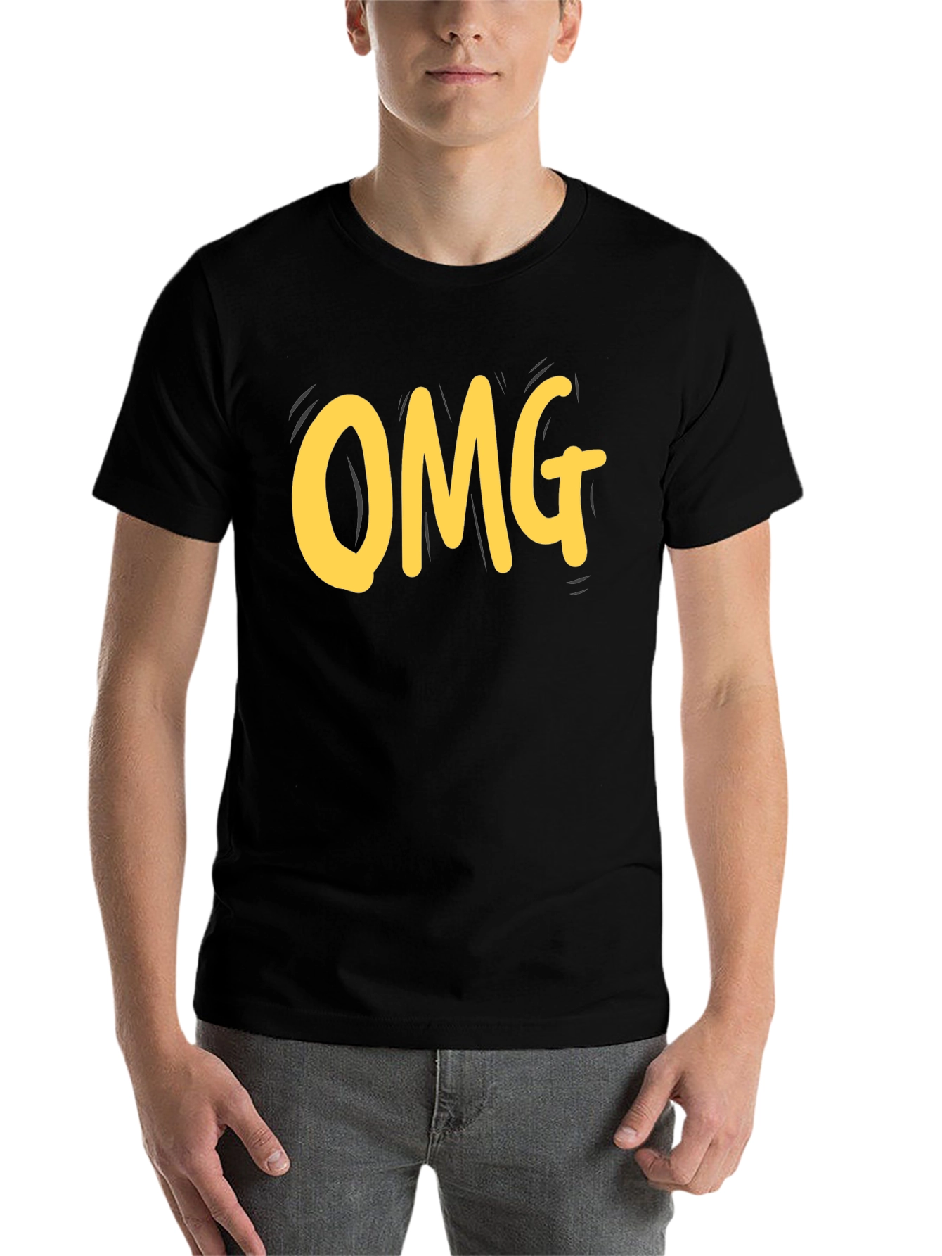 Black OMG T-Shirt - Classic Black Cotton Tee view 7
