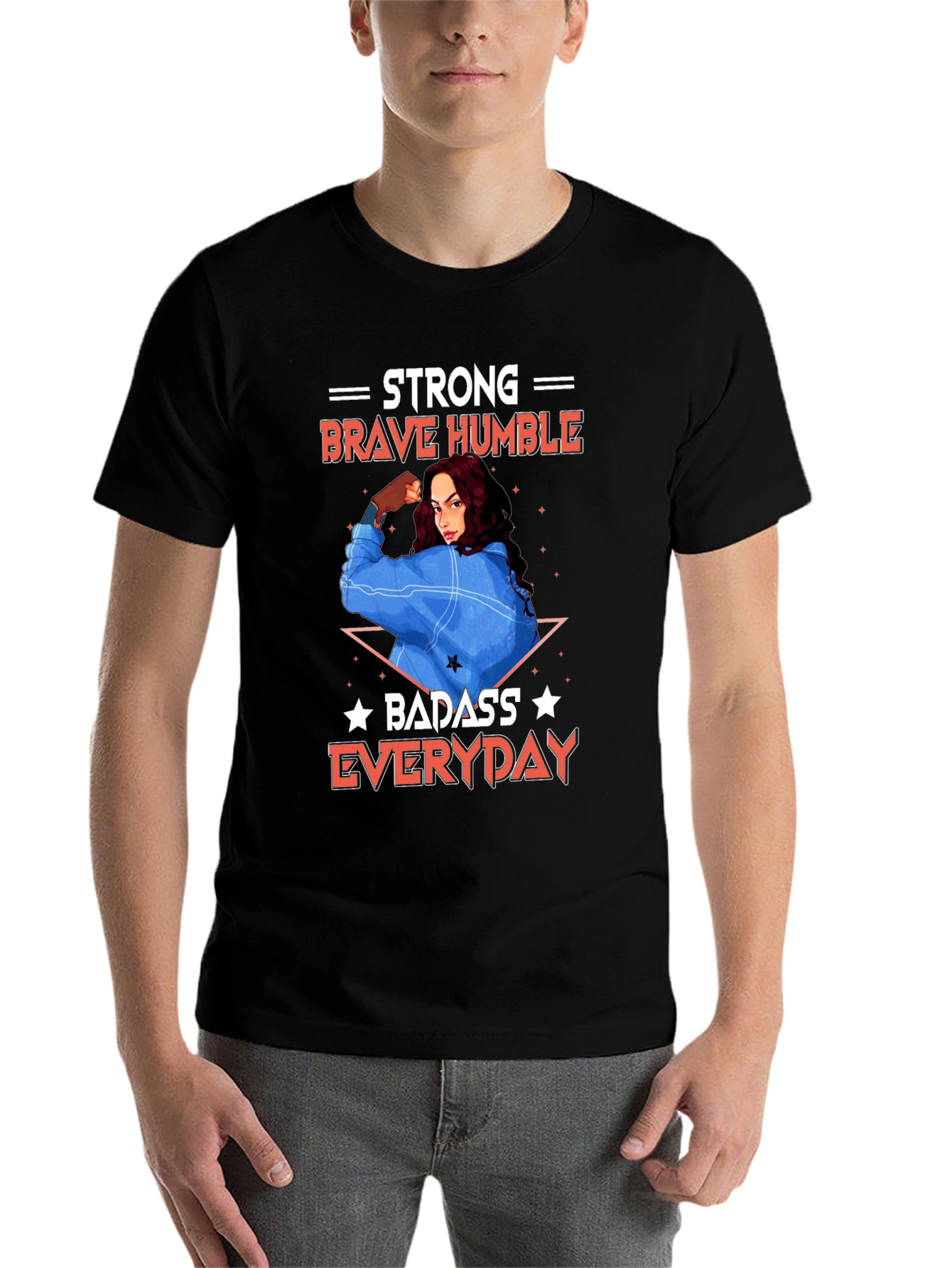 Black Strong Brave Humble Graphic T-Shirt view 7