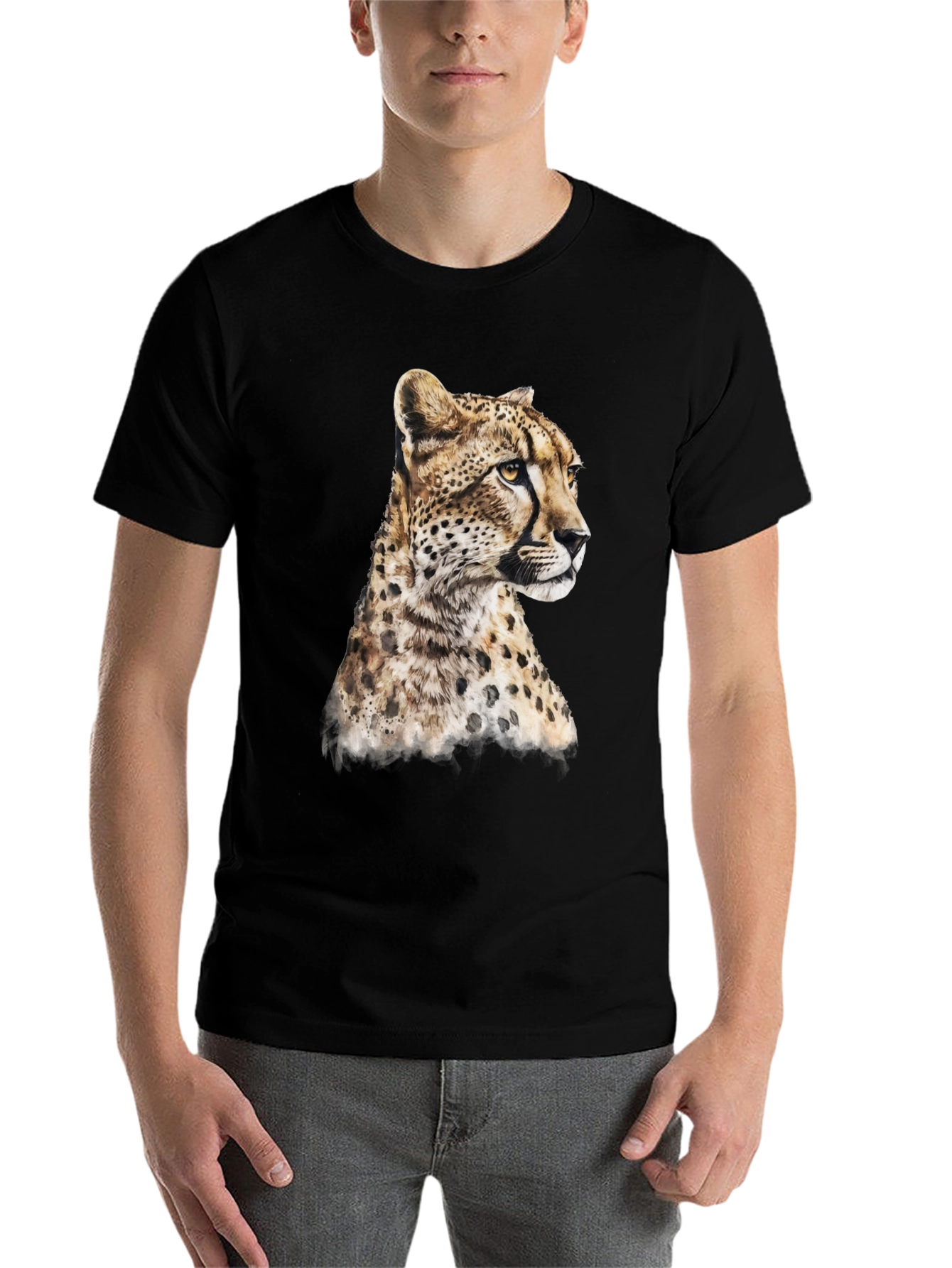 Black Cheetah Print Black T-Shirt view 7