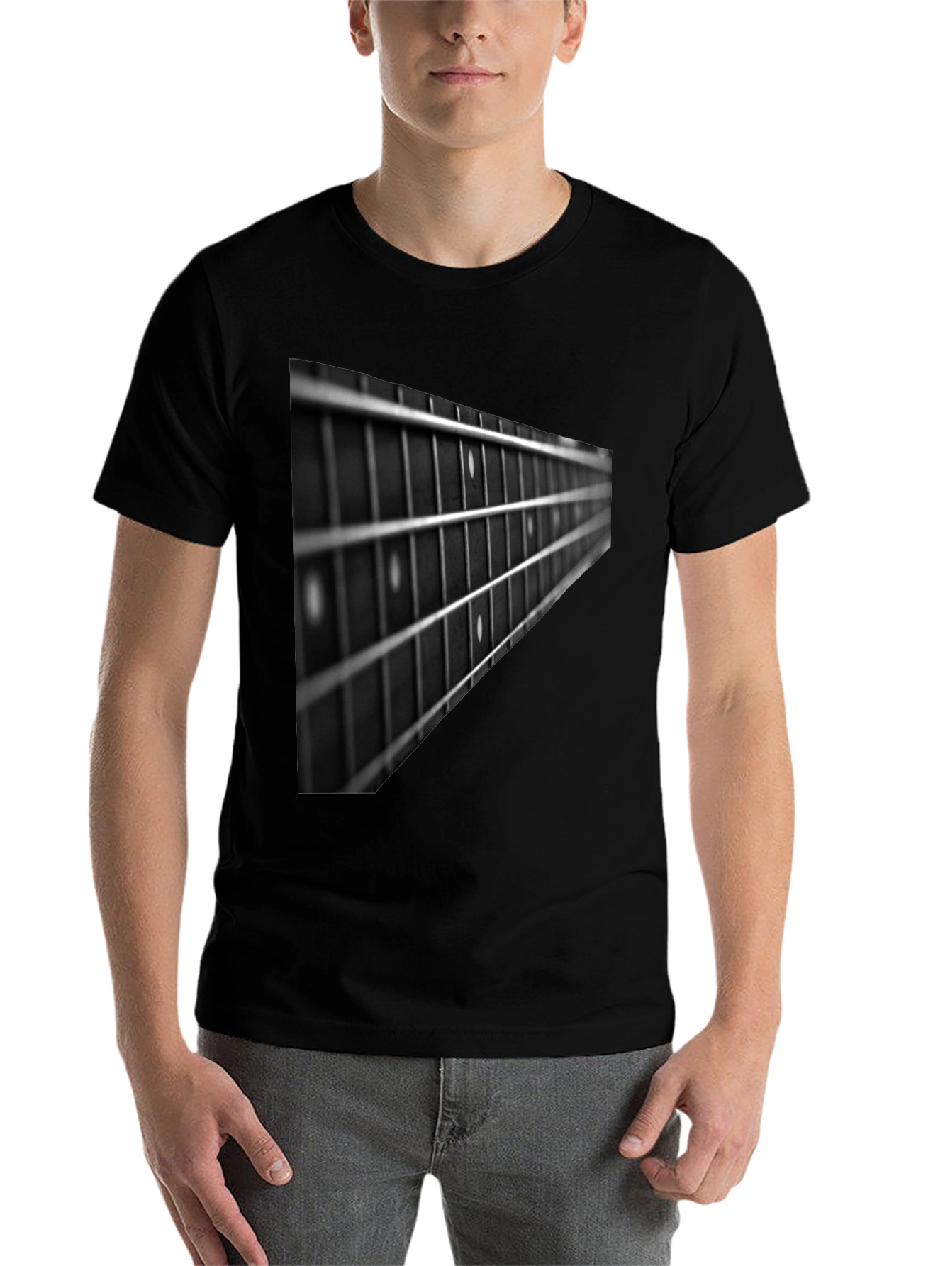 Black Guitar Fretboard Graphic Tee - Black view 7