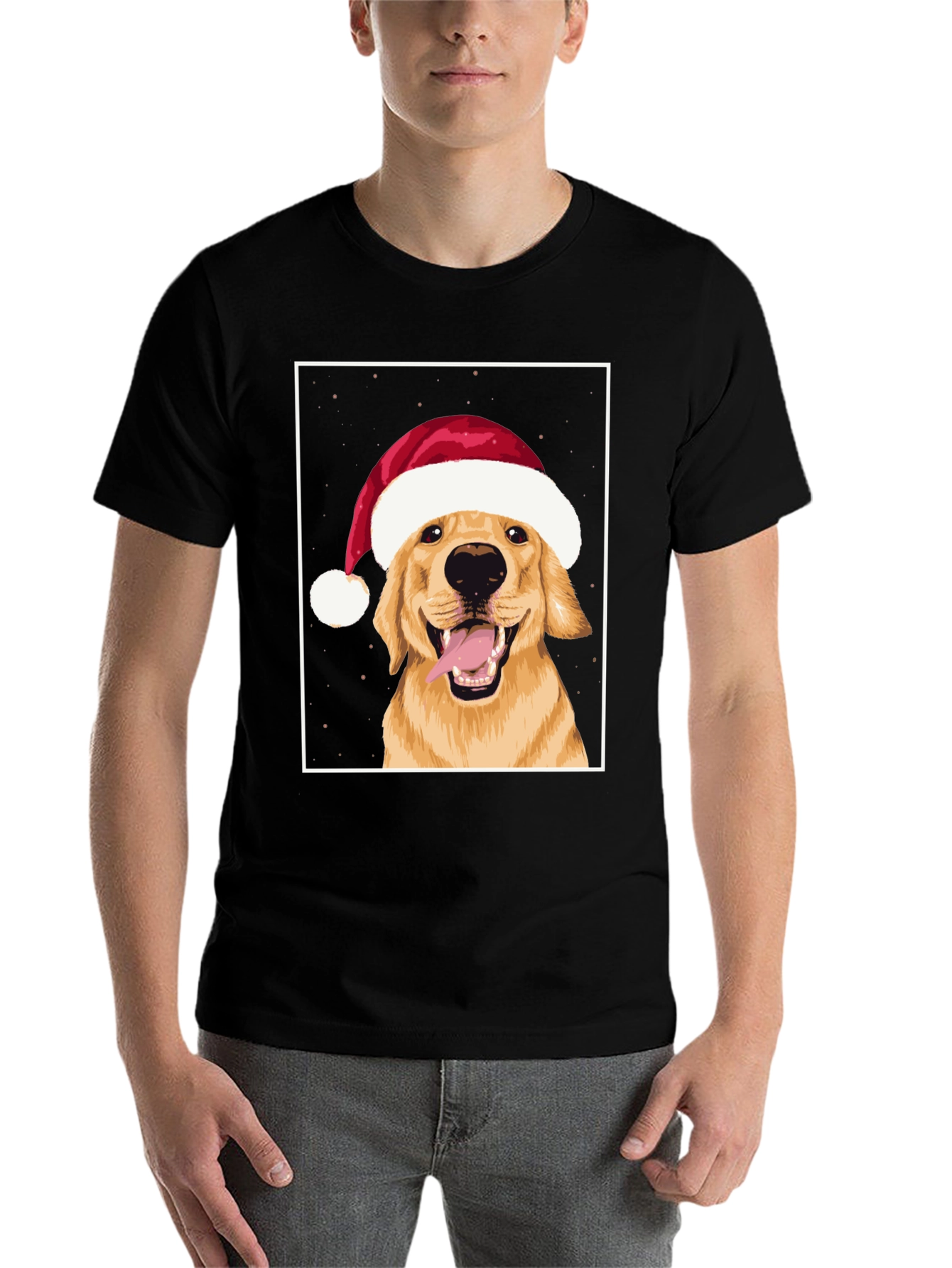 Black Dog in Santa Hat Graphic Tee - Holiday Cheer! view 7