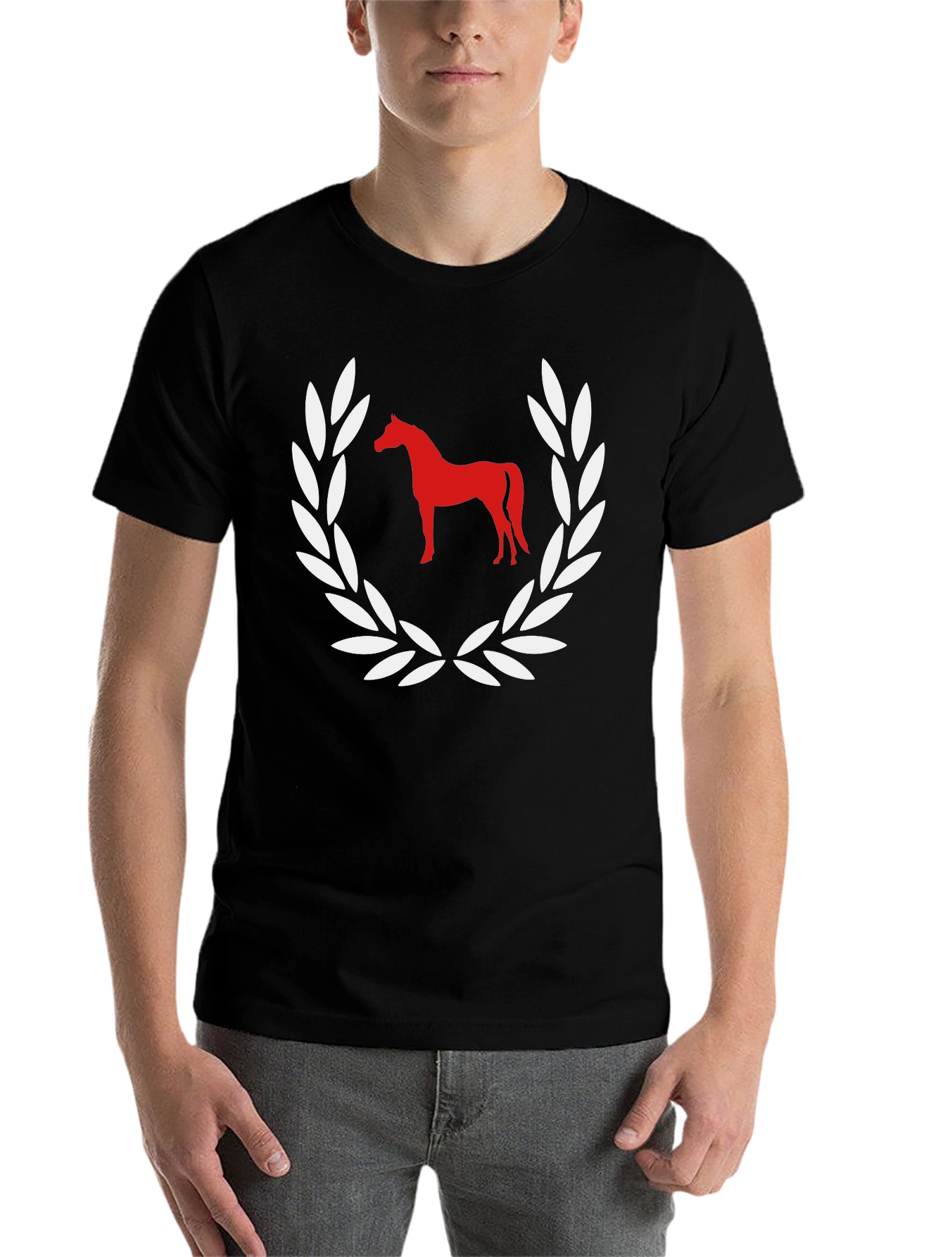 Black Horse Laurel Wreath Graphic Tee - Stylish Casual Shirt view 7