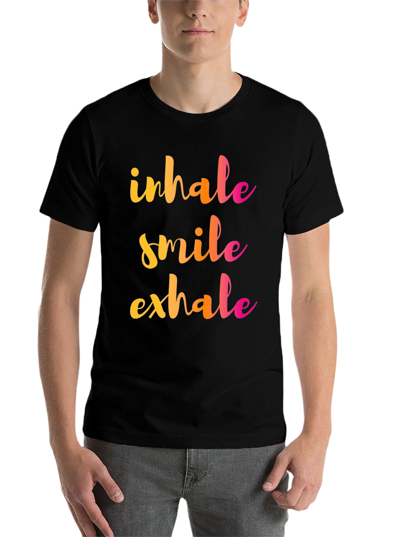 Black Inhale Smile Exhale Graphic Tee - Positive Vibes Shirt view 7