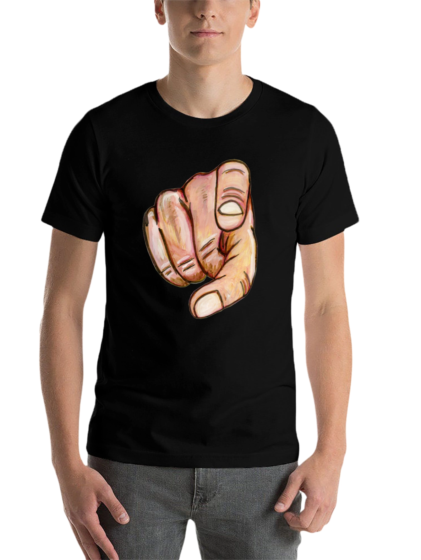 Black Pointing Finger Graphic Tee - Bold Statement Shirt view 7