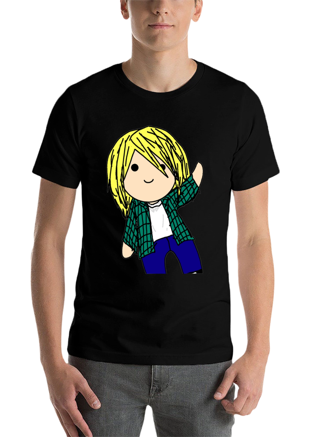 Black Cartoon Character Black T-Shirt view 7