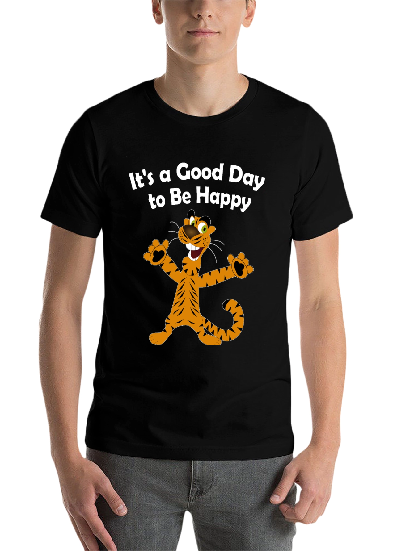 Black Happy Tiger Graphic Tee - It's a Good Day view 7