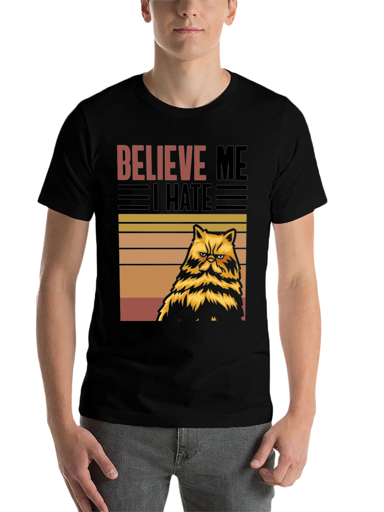 Black Believe Me I Hate Grumpy Cat T-Shirt view 7