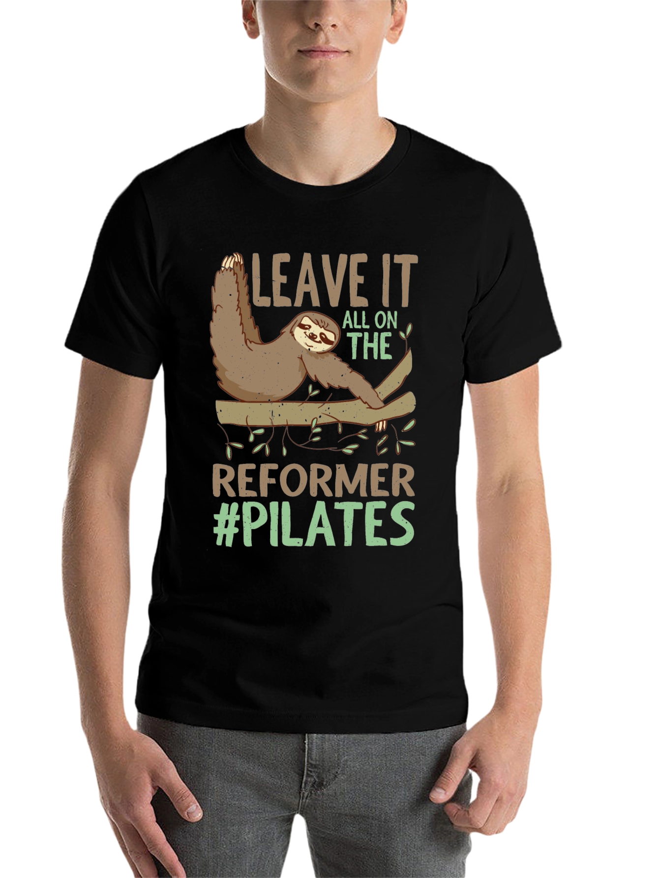 Black Sloth Pilates T-Shirt - Reformer Funny Workout Tee view 7