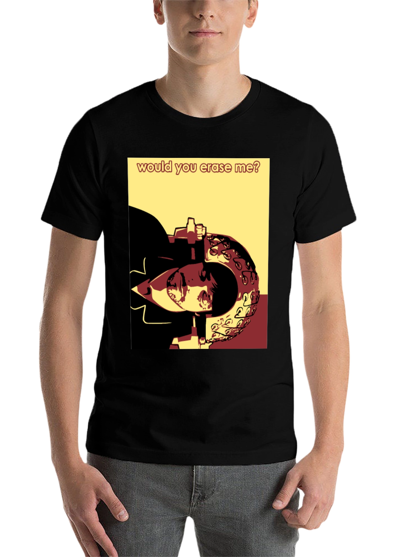 Black Would You Erase Me Graphic Tee view 7