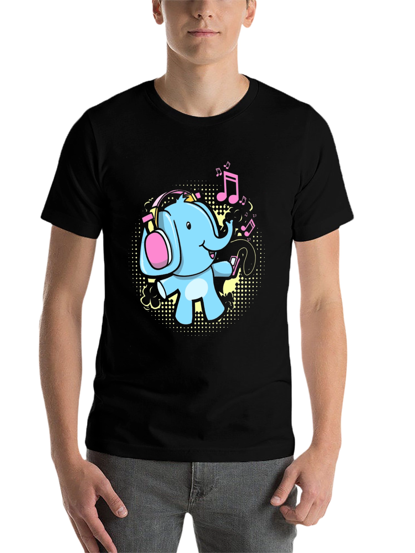 Black DJ Elephant Graphic Tee - Black Cotton Blend view 7