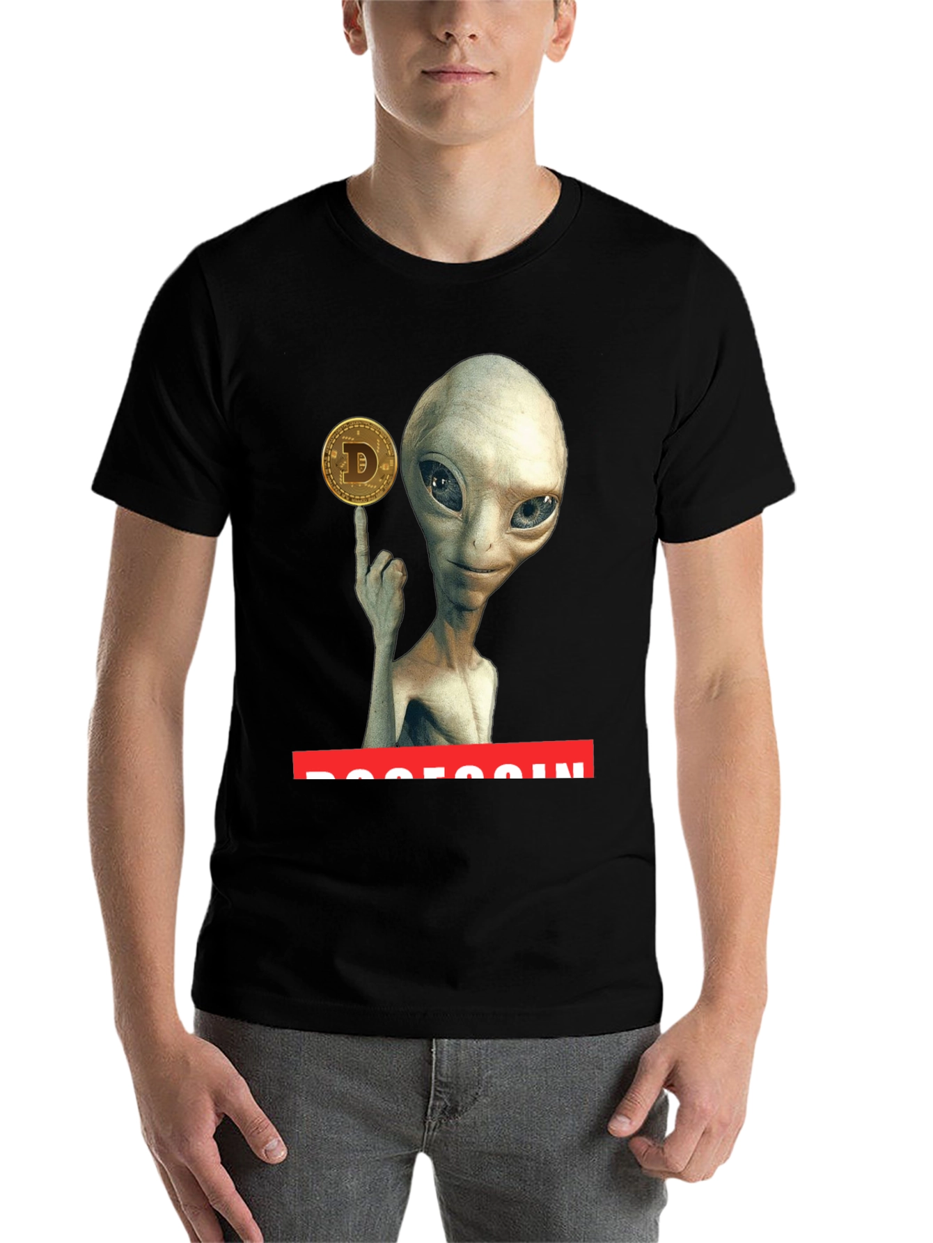Black Alien Dogecoin T-Shirt - Crypto Tee view 7