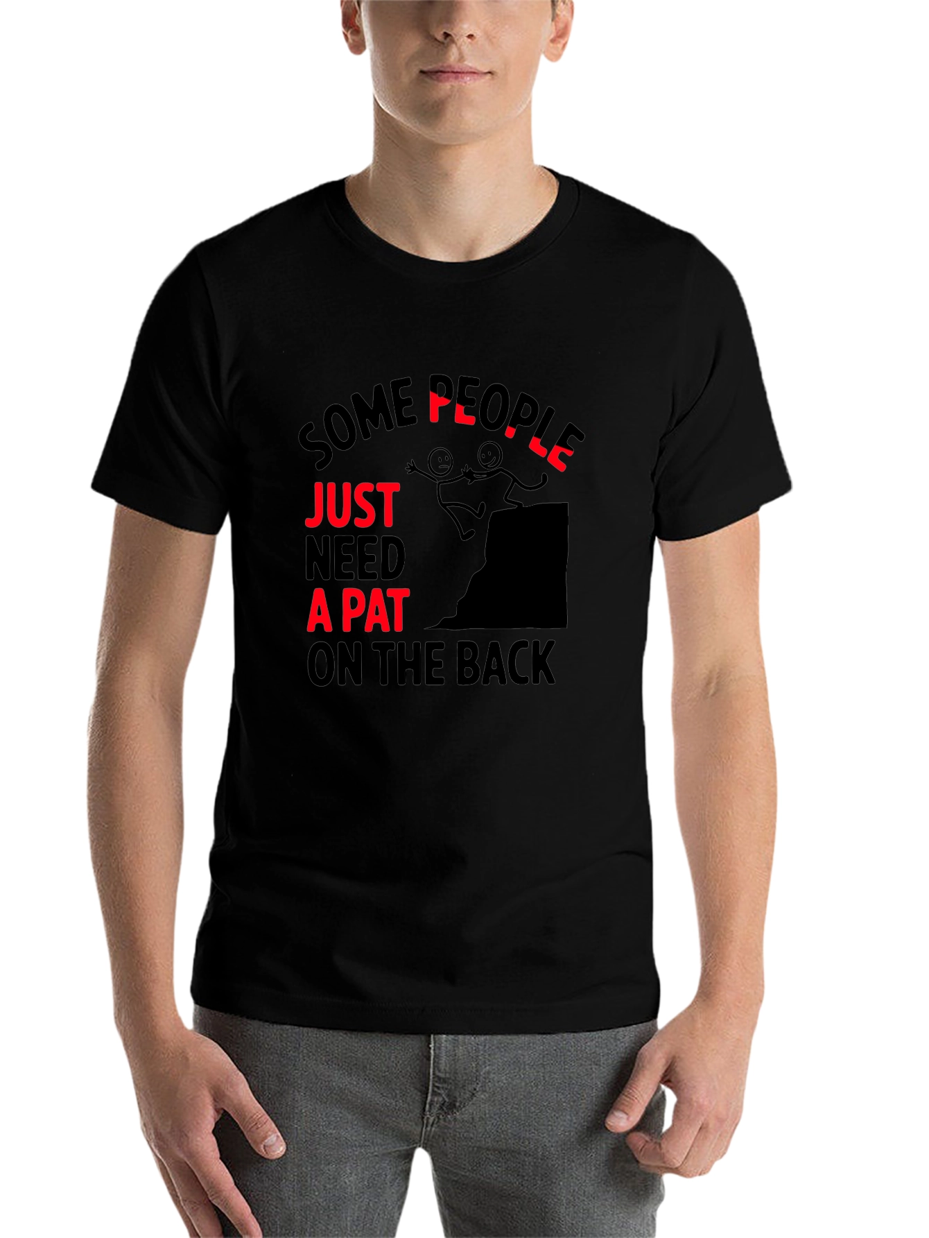 Black Funny "Pat on the Back" Graphic T-Shirt view 7