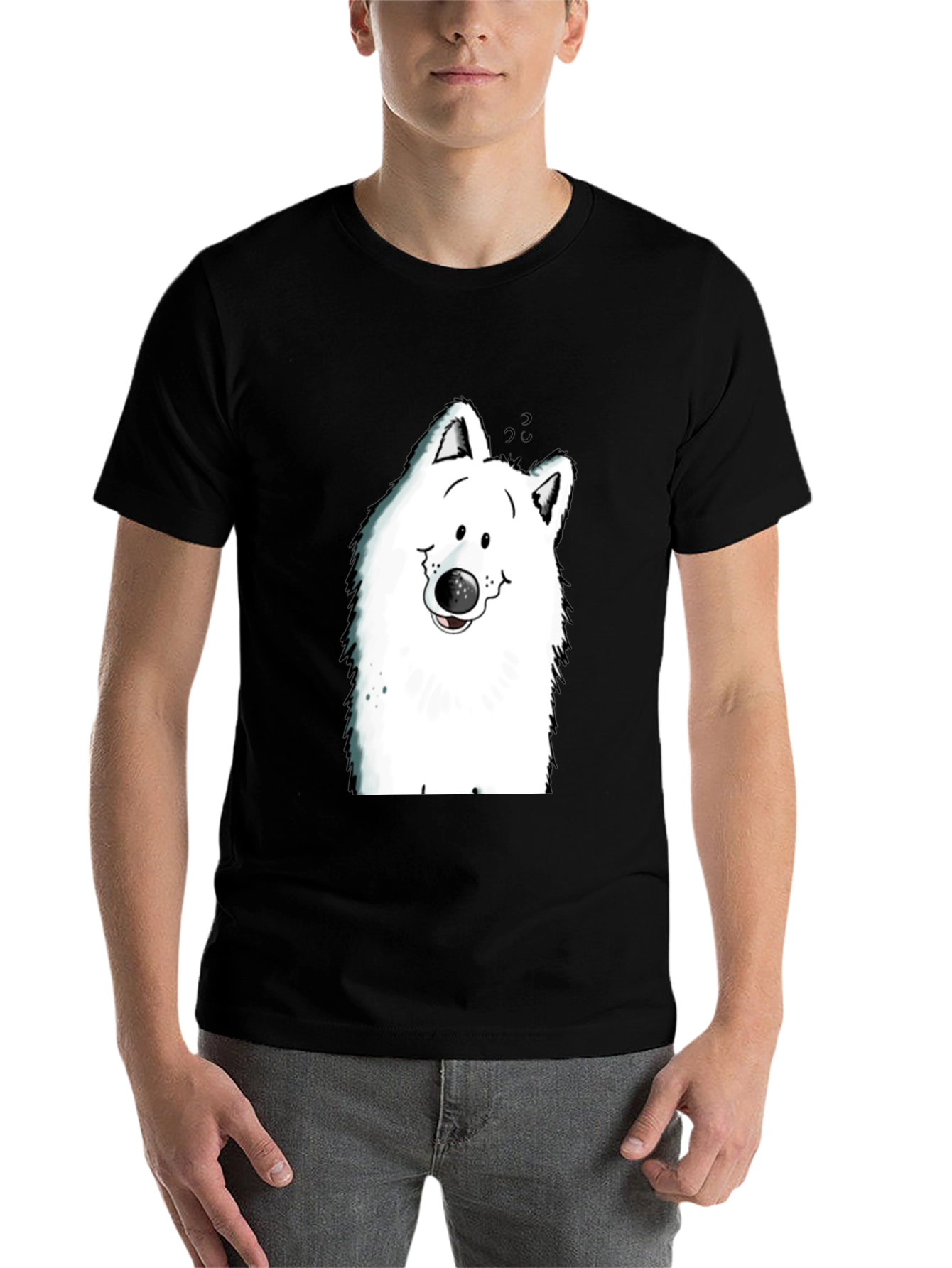 Black Cartoon Dog Graphic Tee - Black T-Shirt view 7