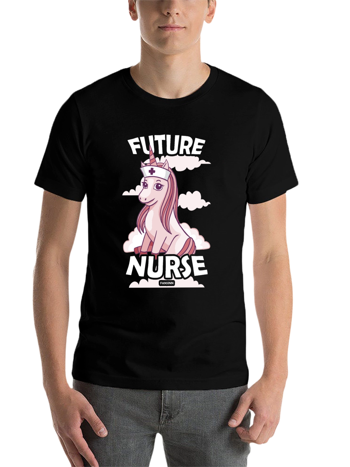 Black Future Nurse Unicorn T-Shirt - Funny Gift Idea view 7
