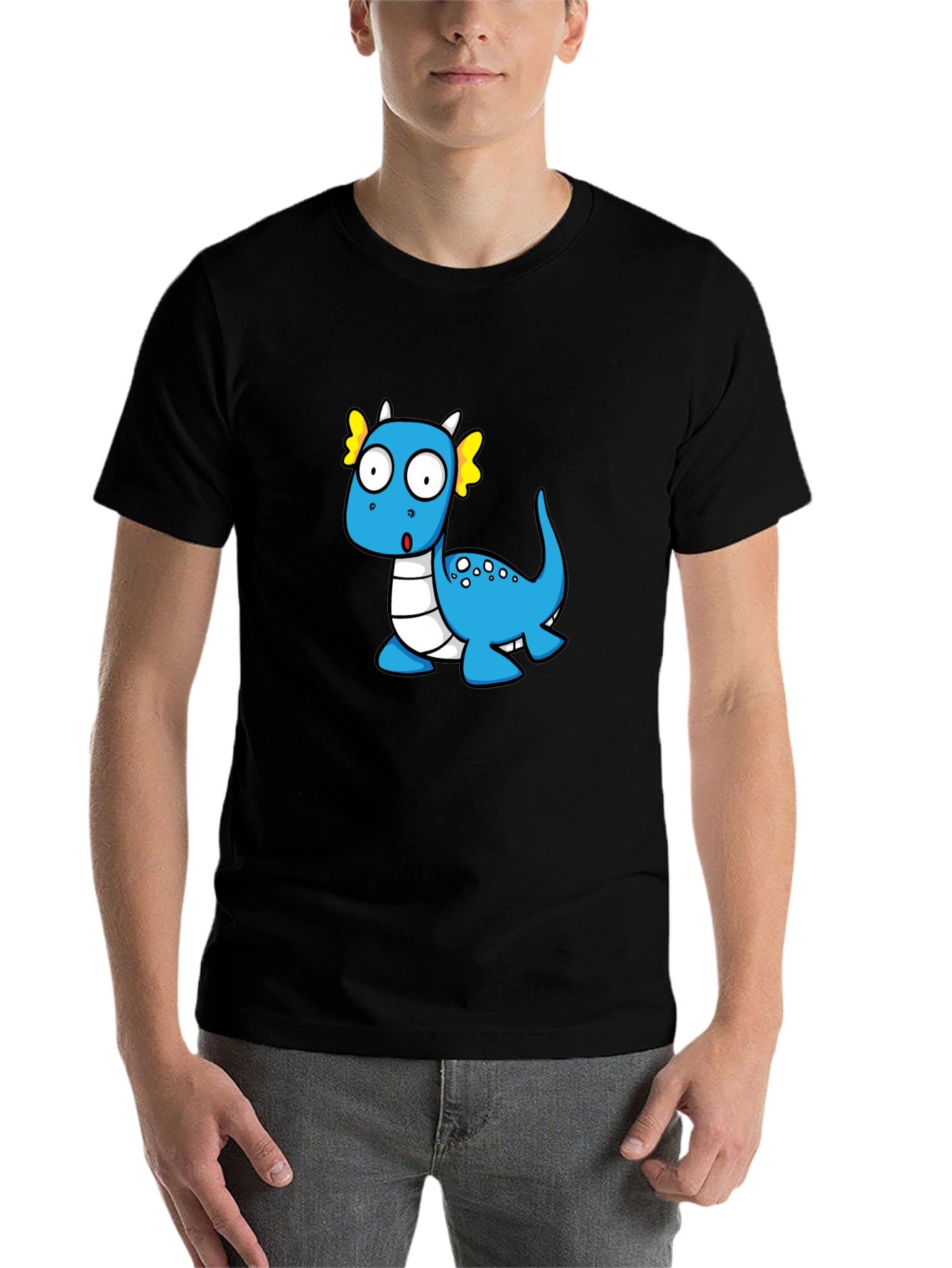 Black Cute Cartoon Dragon Graphic T-Shirt view 7