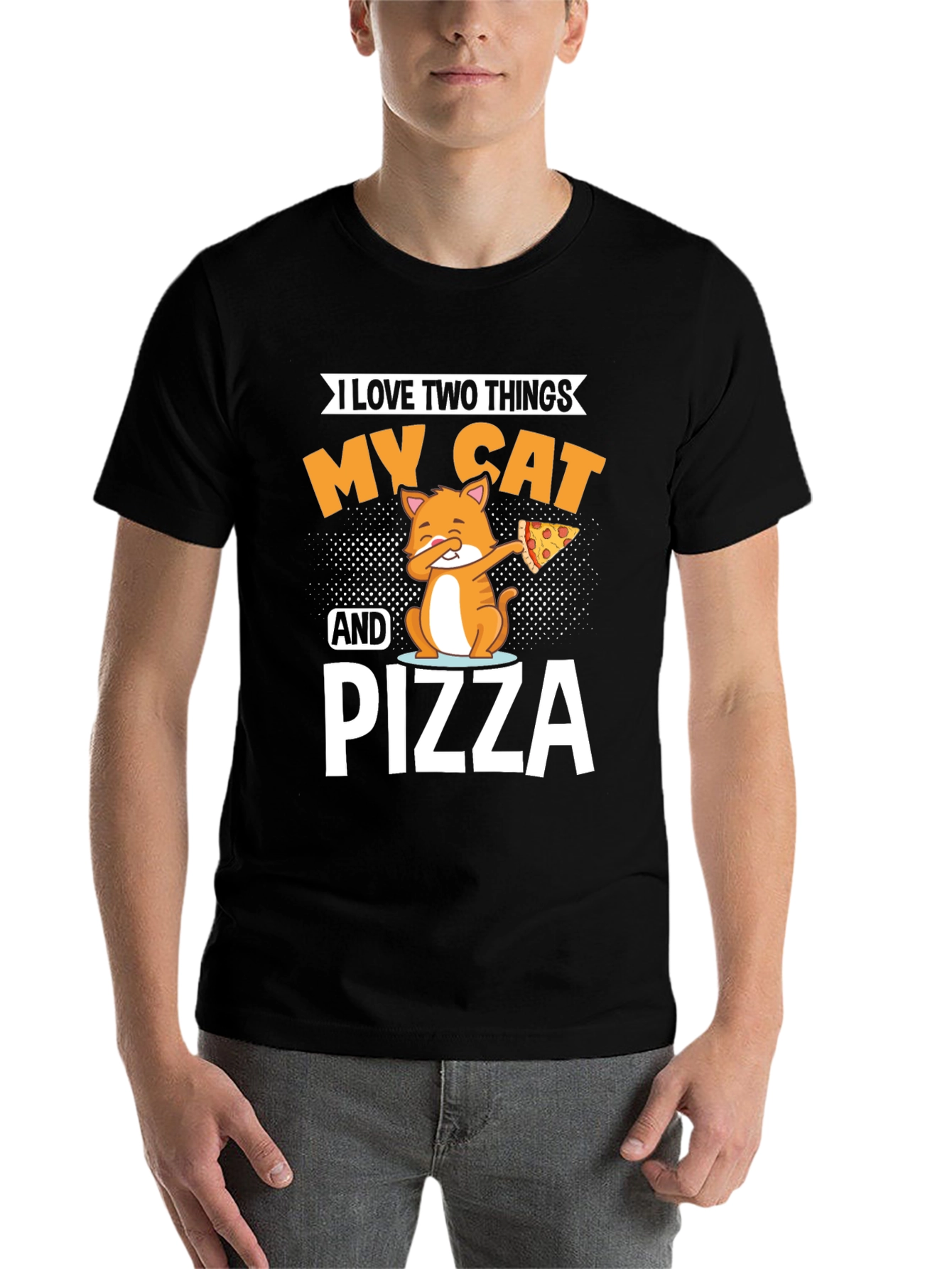Black My Cat and Pizza T-Shirt - Funny Novelty Tee view 7
