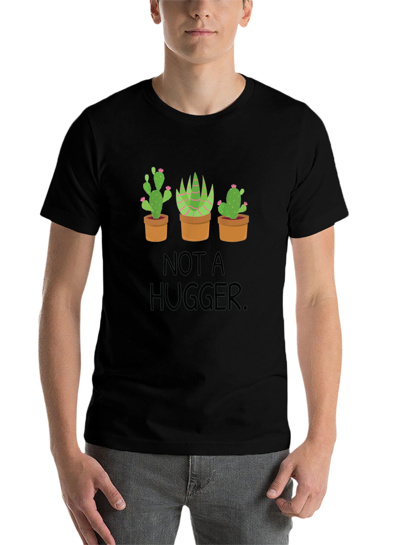 Black Not a Hugger Cactus Graphic Tee view 7