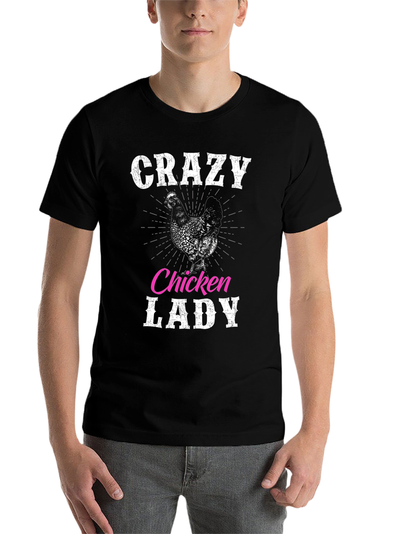 Black Crazy Chicken Lady Graphic T-Shirt view 7