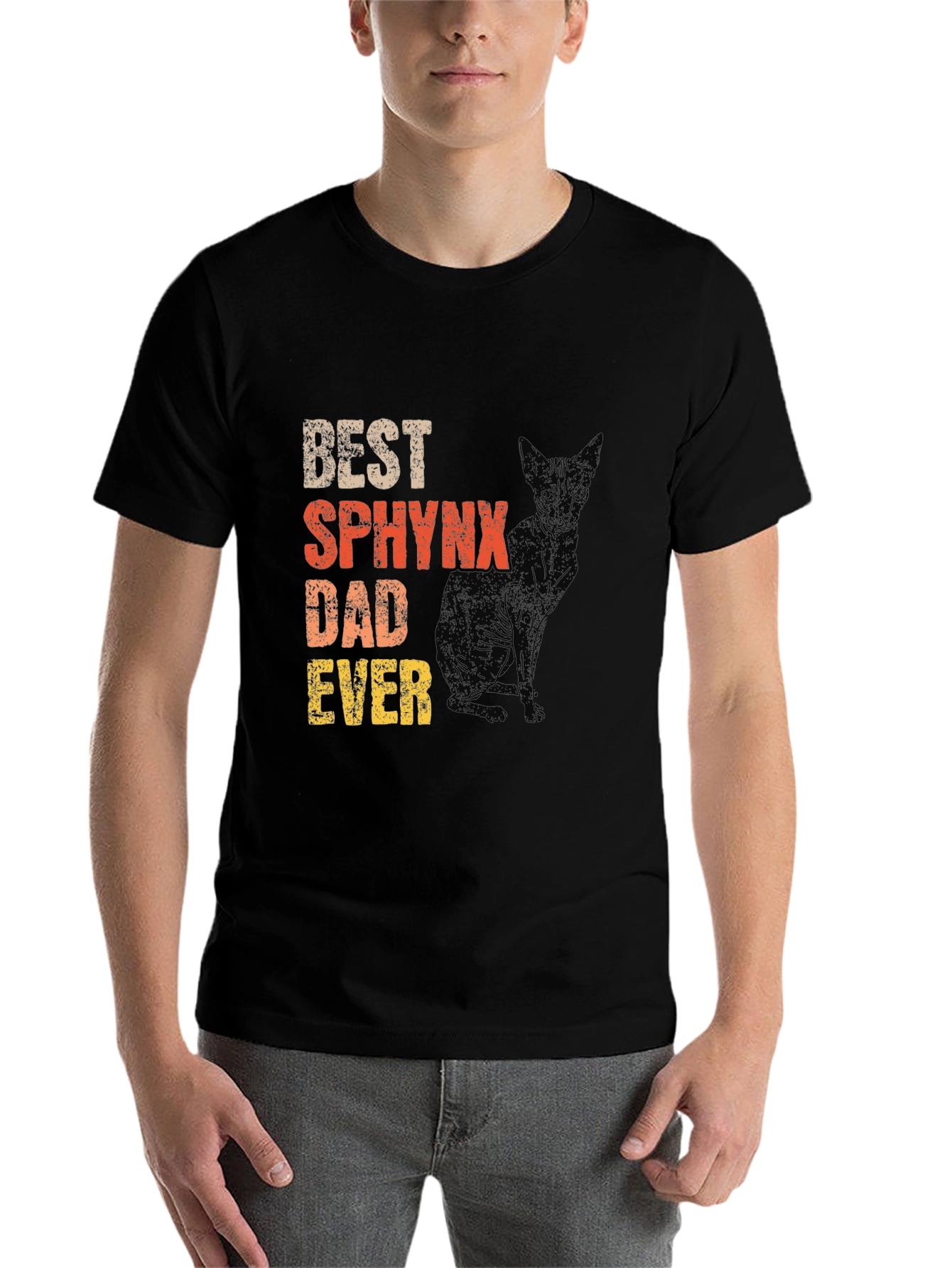 Black Best Sphynx Dad Ever T-Shirt view 7