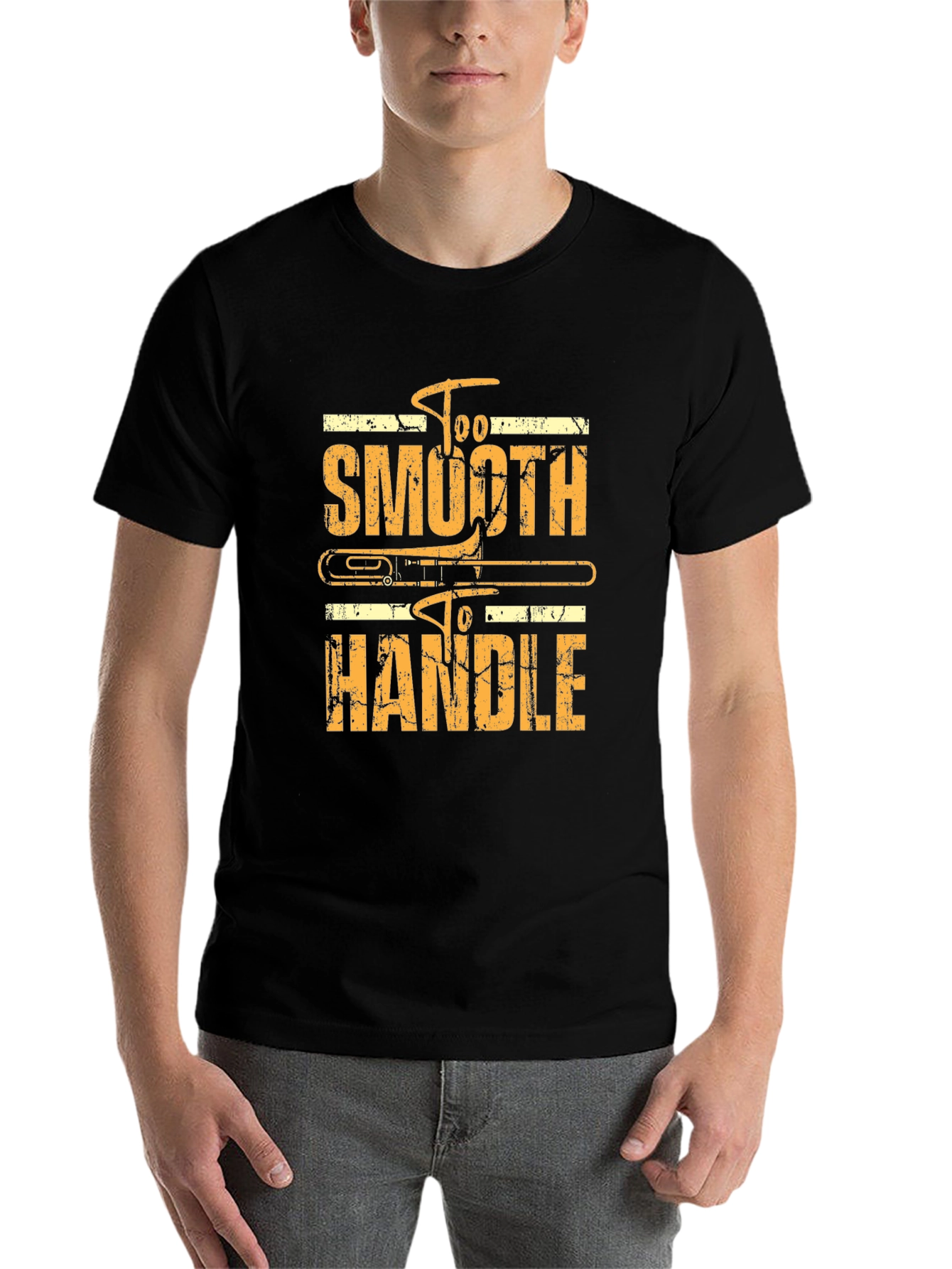 Black Too Smooth To Handle Trombone Black T-Shirt view 7