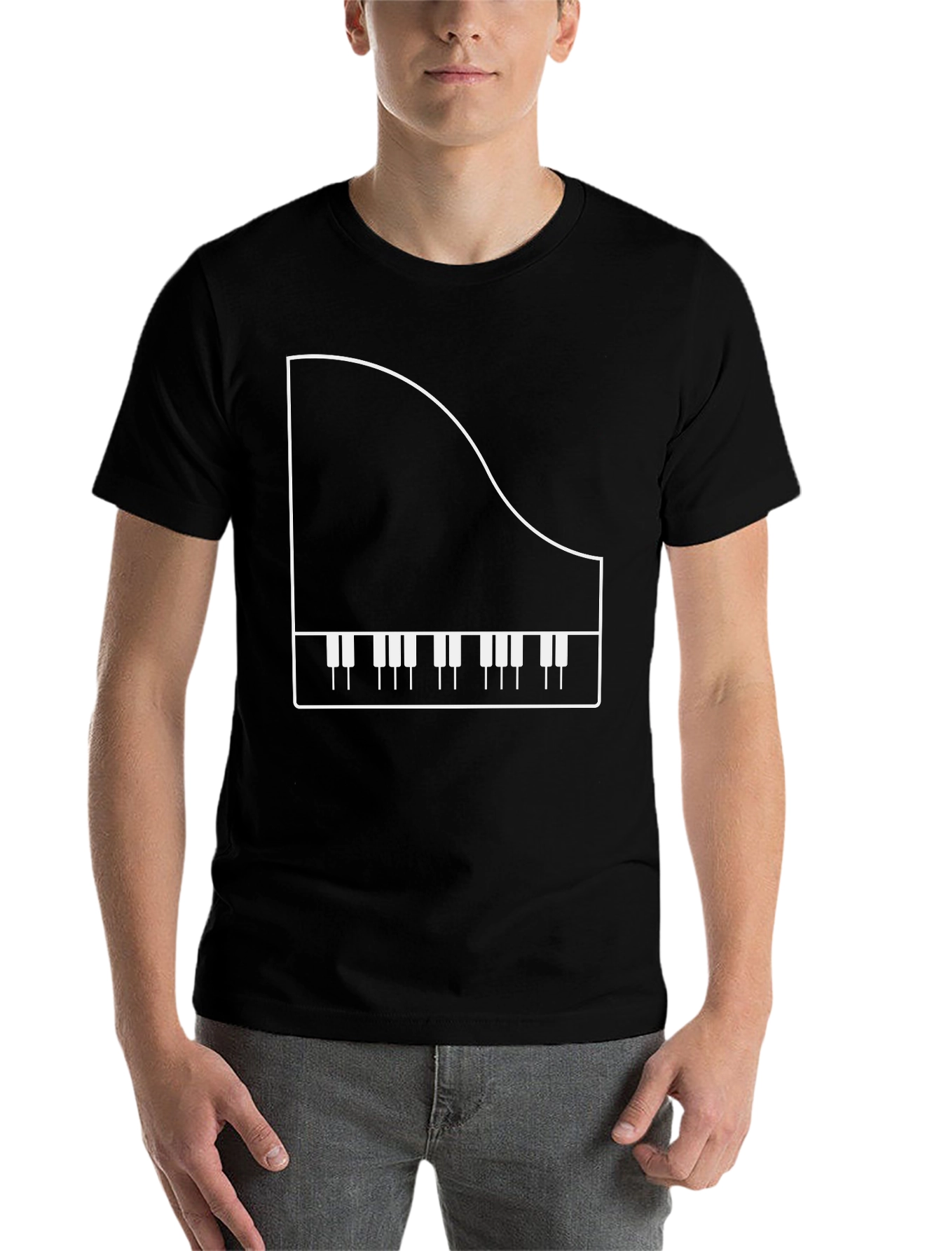 Black Piano Graphic T-Shirt - Musician Apparel view 7