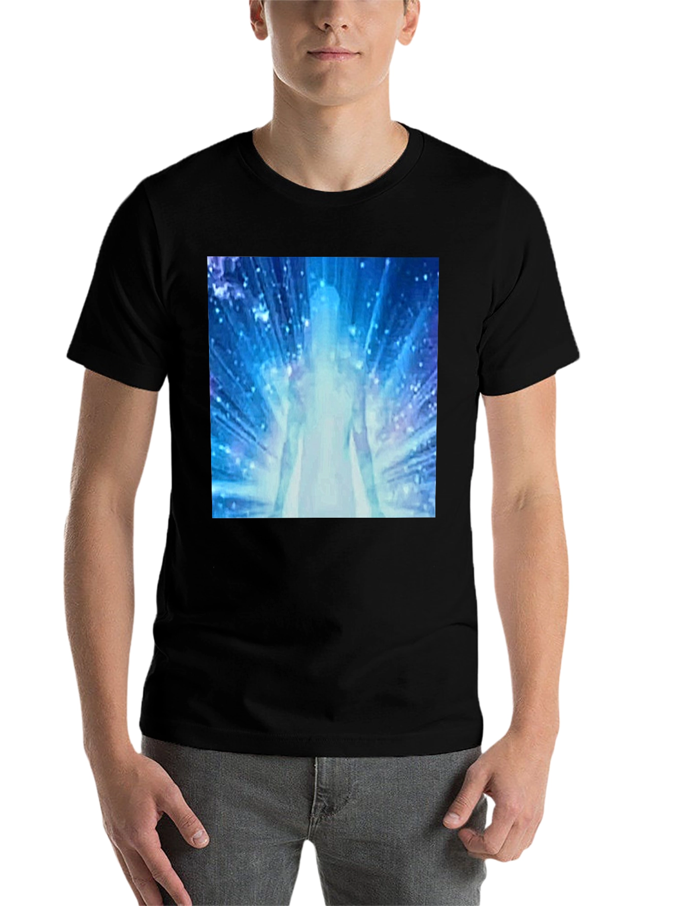 Black Astral Being T-Shirt - Cosmic Energy Design view 7