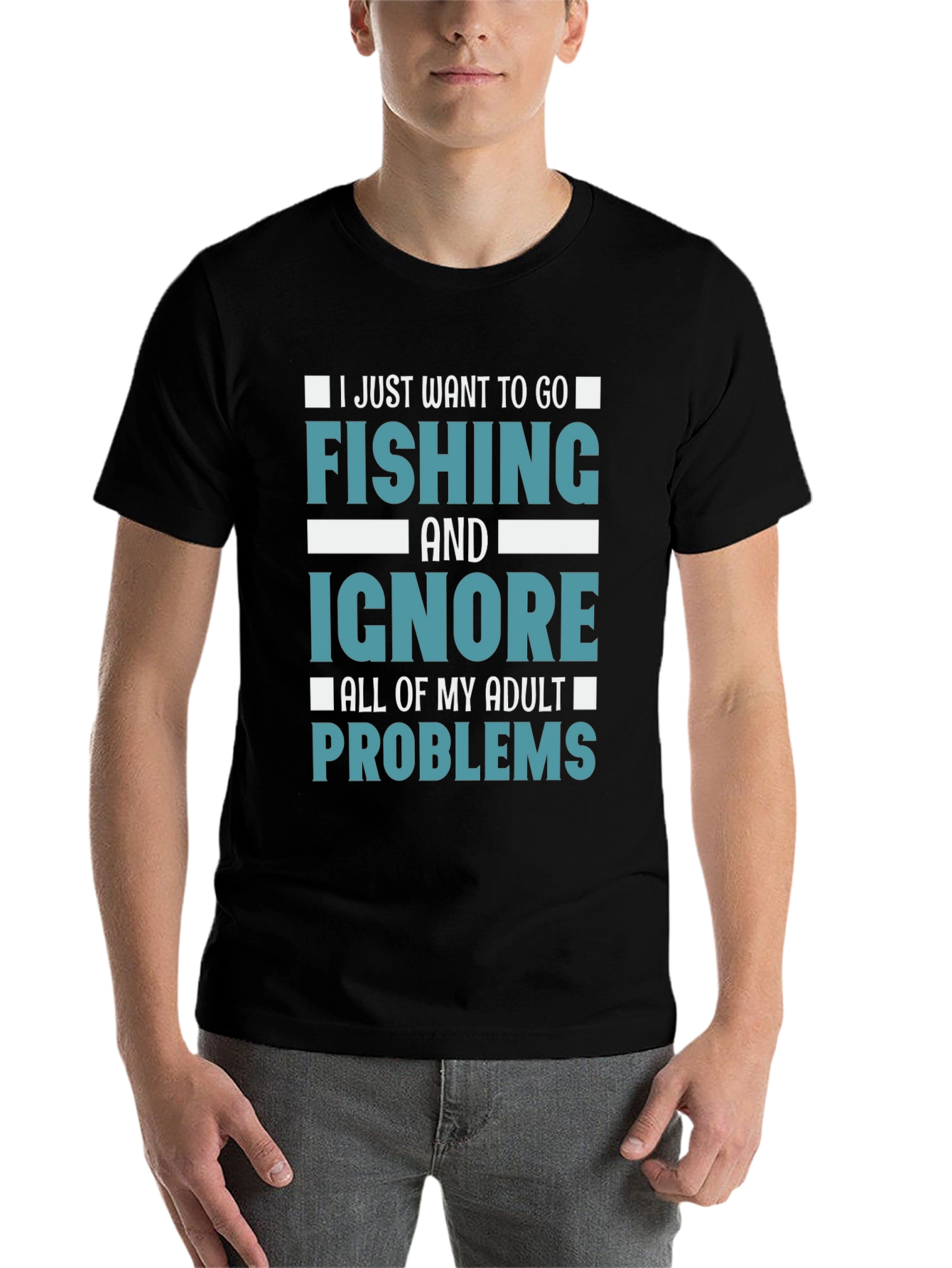 Black Fishing T-Shirt - Ignore Adult Problems Tee view 7