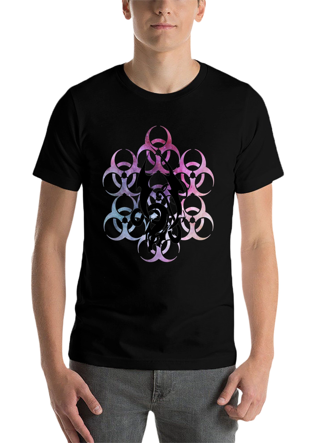 Black Biohazard Galaxy T-Shirt - Black Graphic Tee view 7