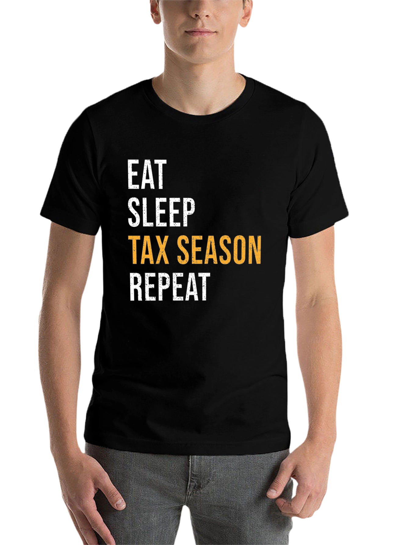 Black Eat Sleep Tax Season Repeat Black Graphic Tee view 7