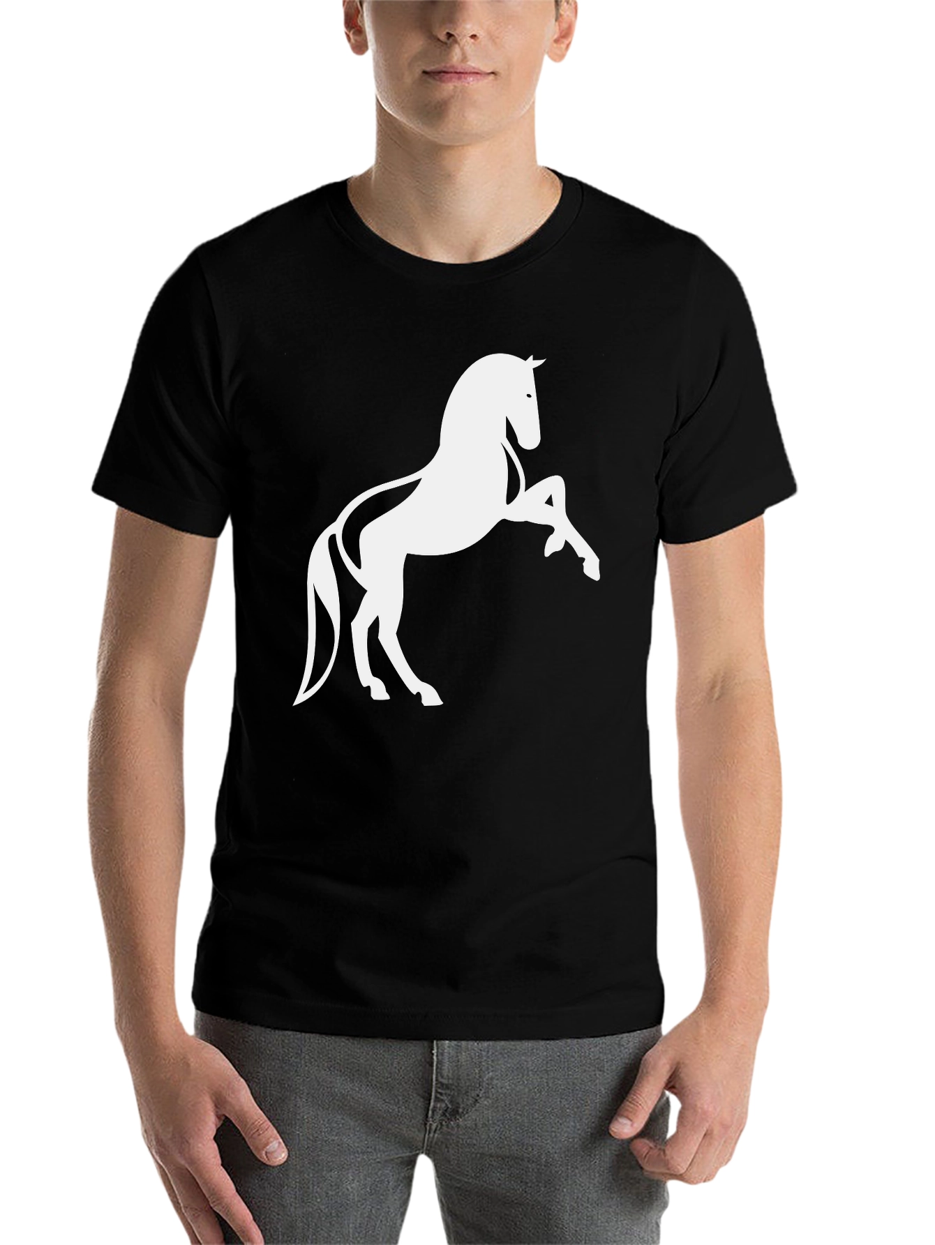 Black Black T-Shirt with Horse Graphic view 7