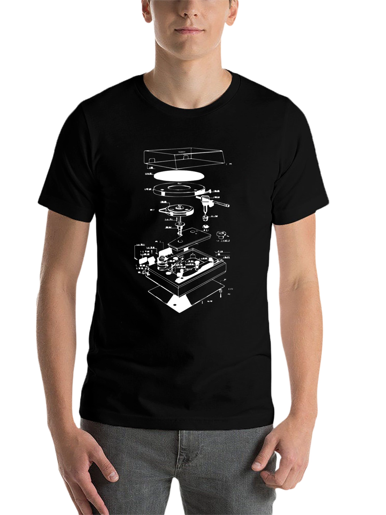 Black Black Turntable Schematic T-Shirt view 7
