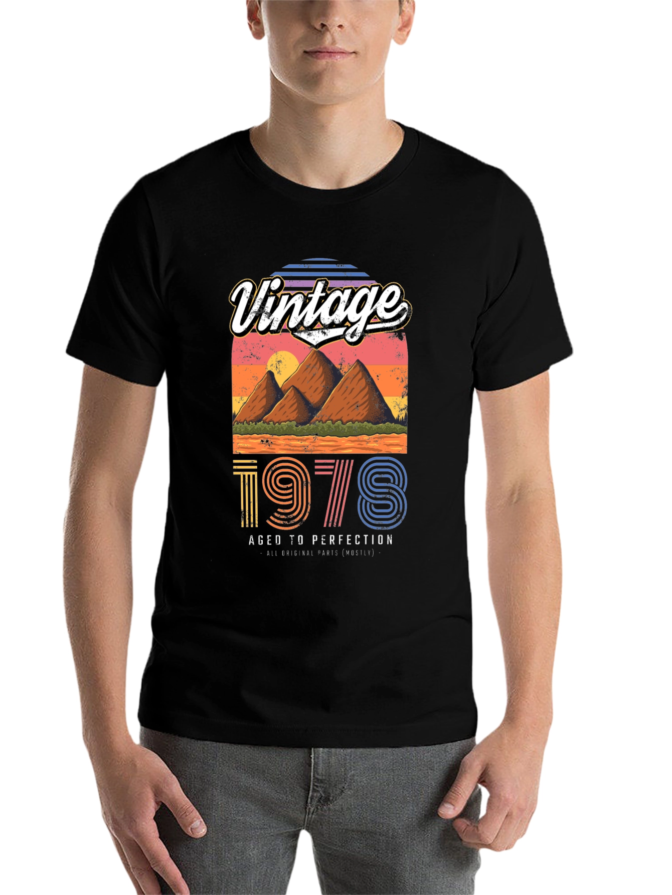 Black Vintage 1978 Aged to Perfection T-Shirt view 7