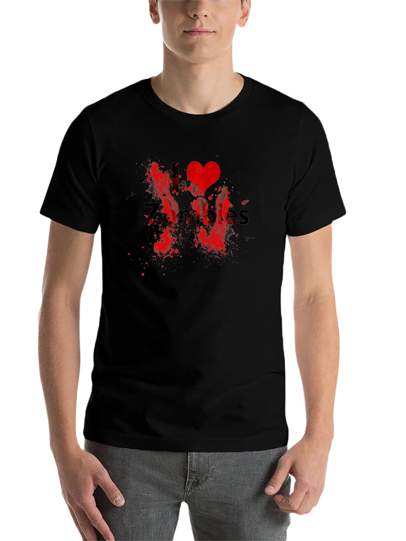 Black I Love Zombies Graphic Tee - Black Cotton T-Shirt view 7