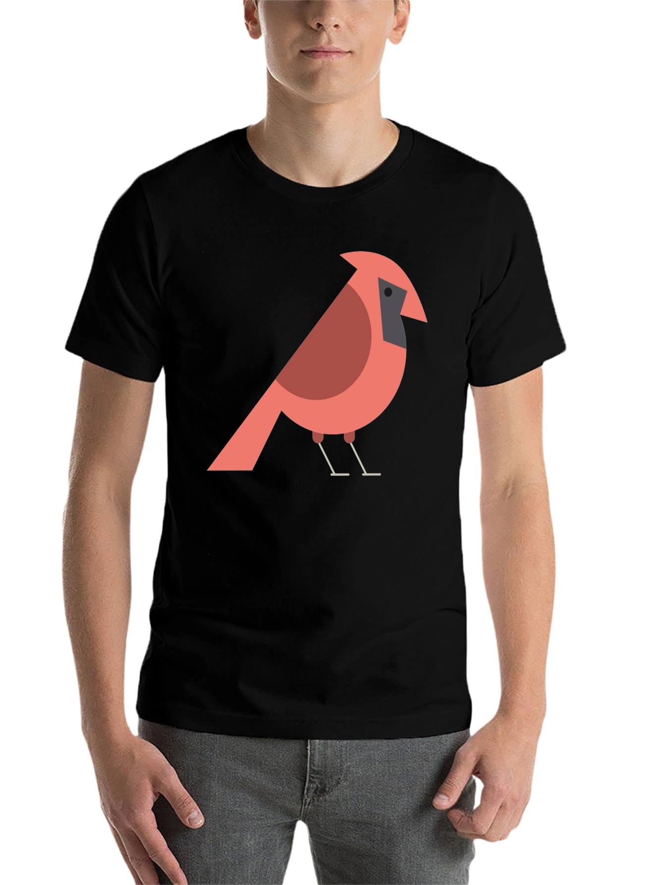 Black Cardinal Bird Graphic T-Shirt - Casual Cotton Tee view 7