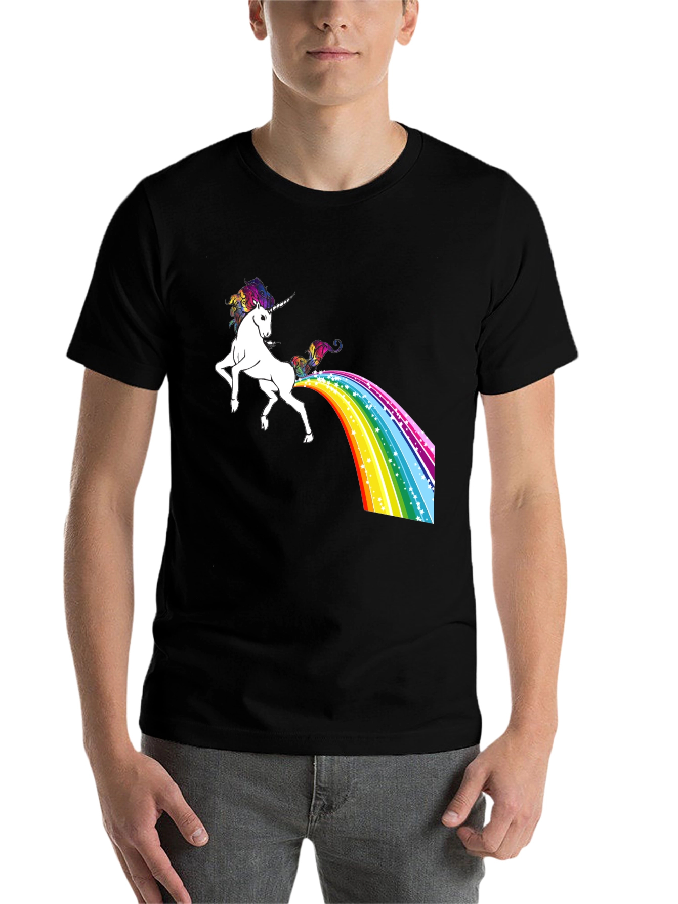 Black Rainbow Unicorn T-Shirt - Magical Poop! view 7