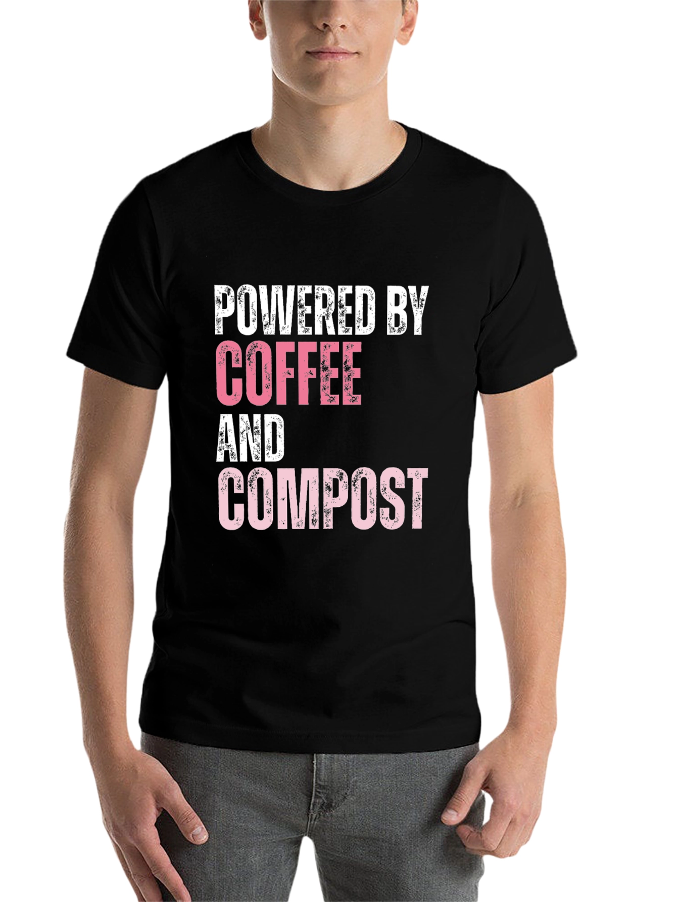Black Powered By Coffee & Compost Graphic Tee - Eco Friendly view 7