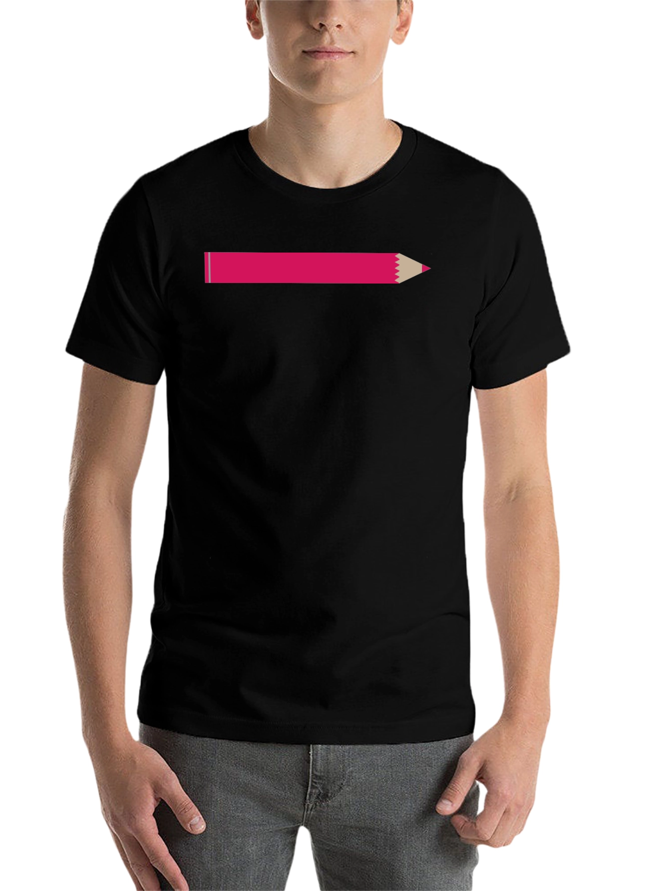 Black Pink Pencil Graphic T-Shirt - Casual Style view 7