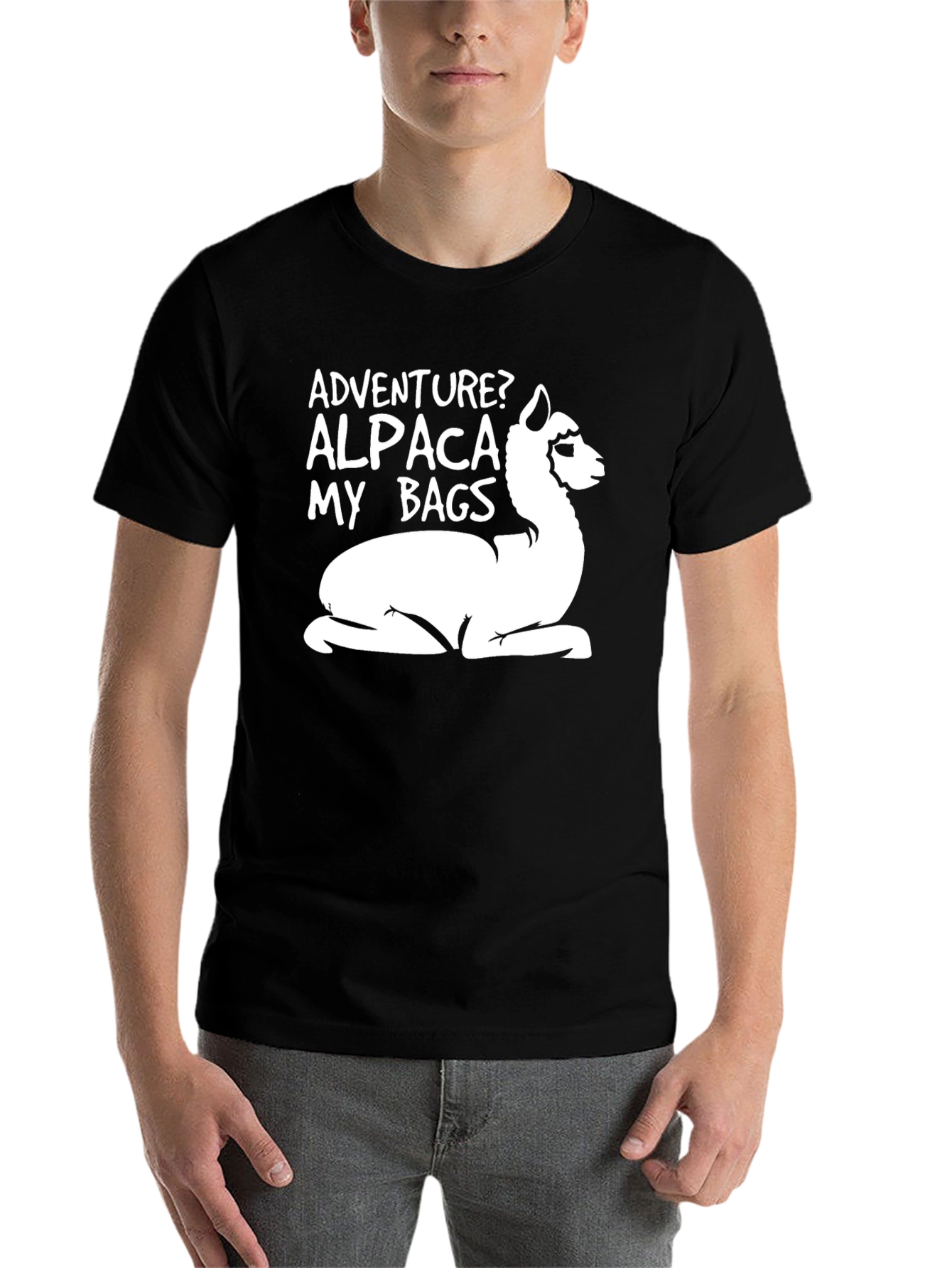 Black Adventure Alpaca T-Shirt - Funny Graphic Tee view 7