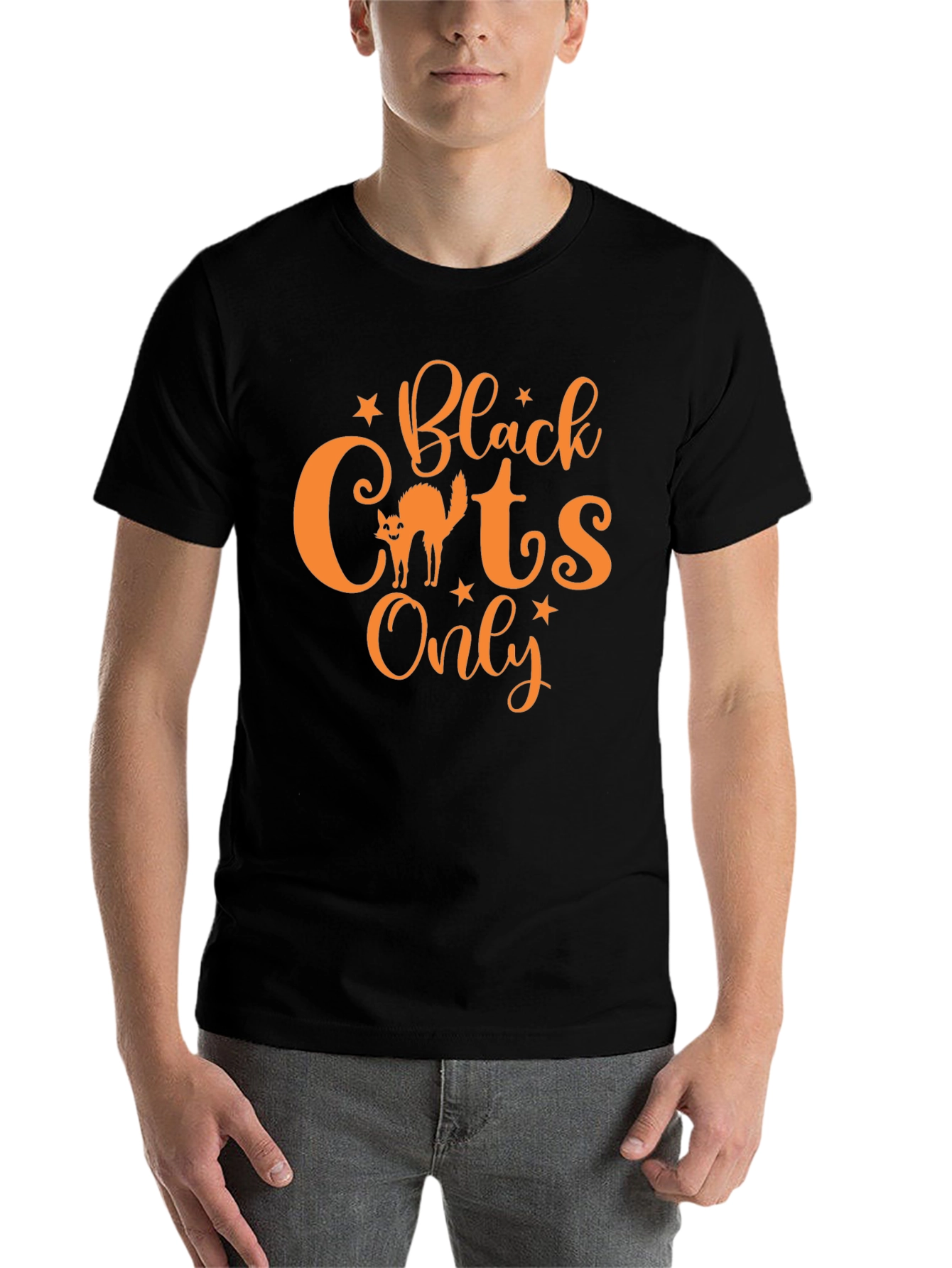 Black Black Cats Only T-Shirt - Halloween Tee view 7