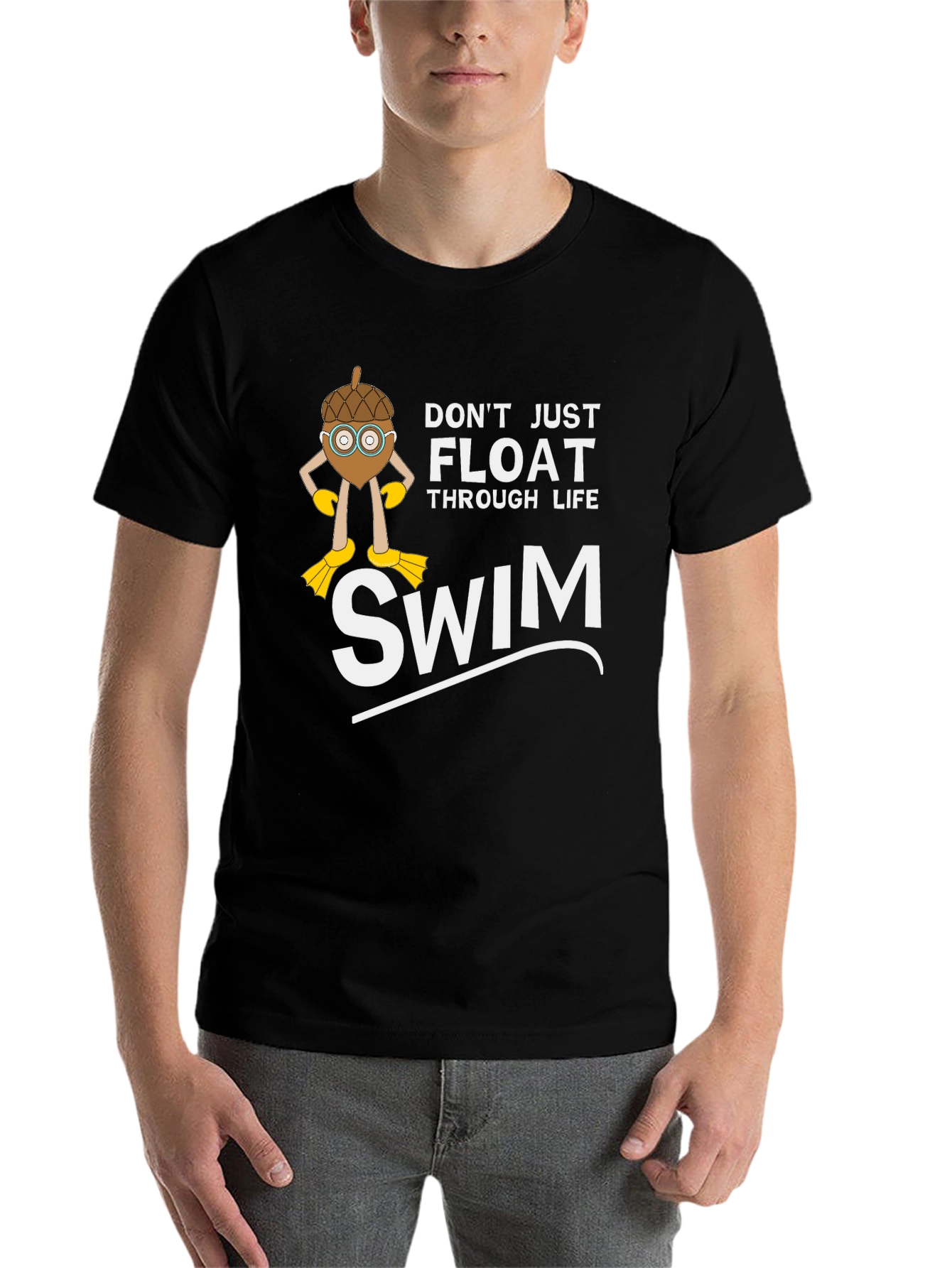 Black Don't Just Float Through Life - Swim T-Shirt view 7