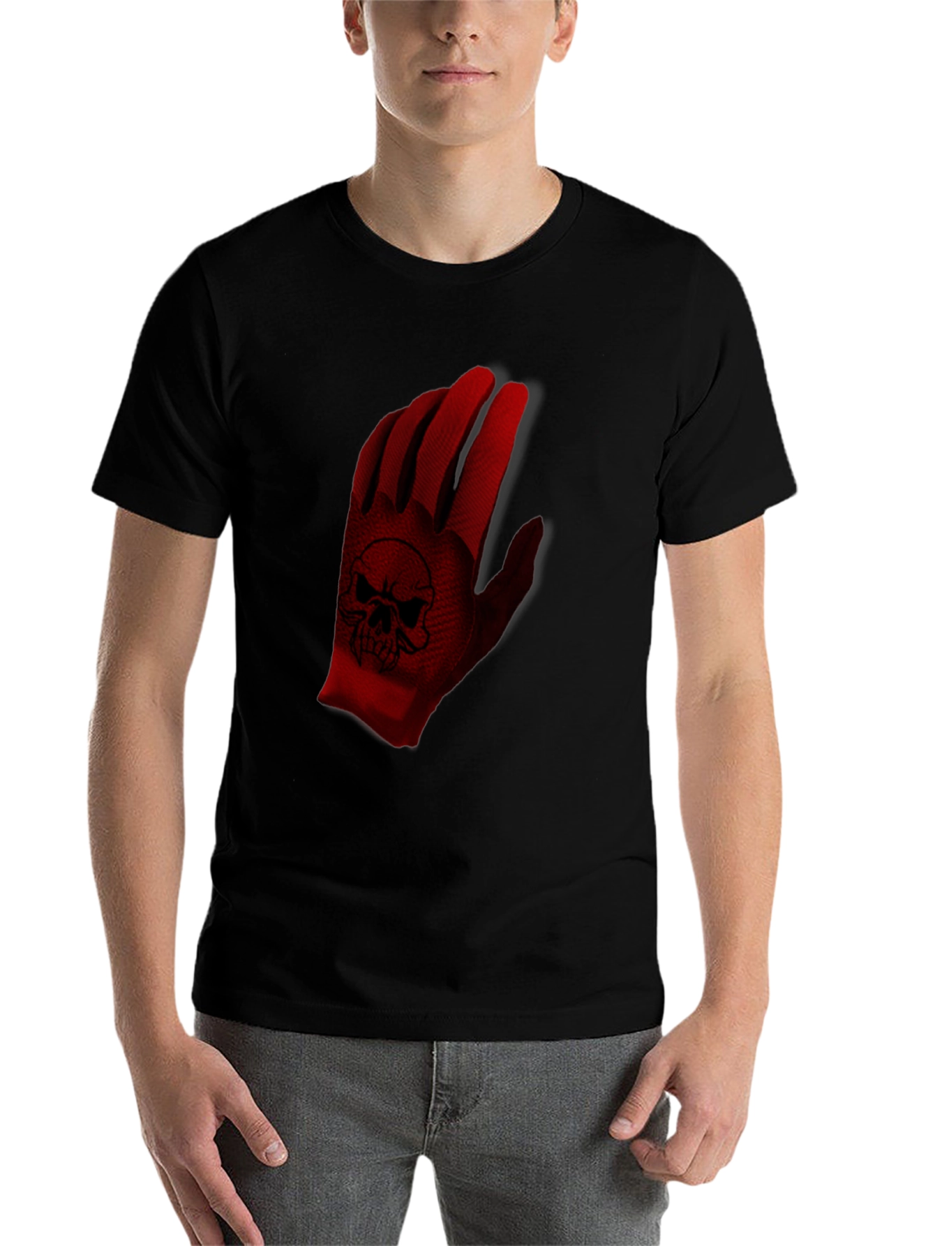 Black Skull Glove Graphic T-Shirt view 7