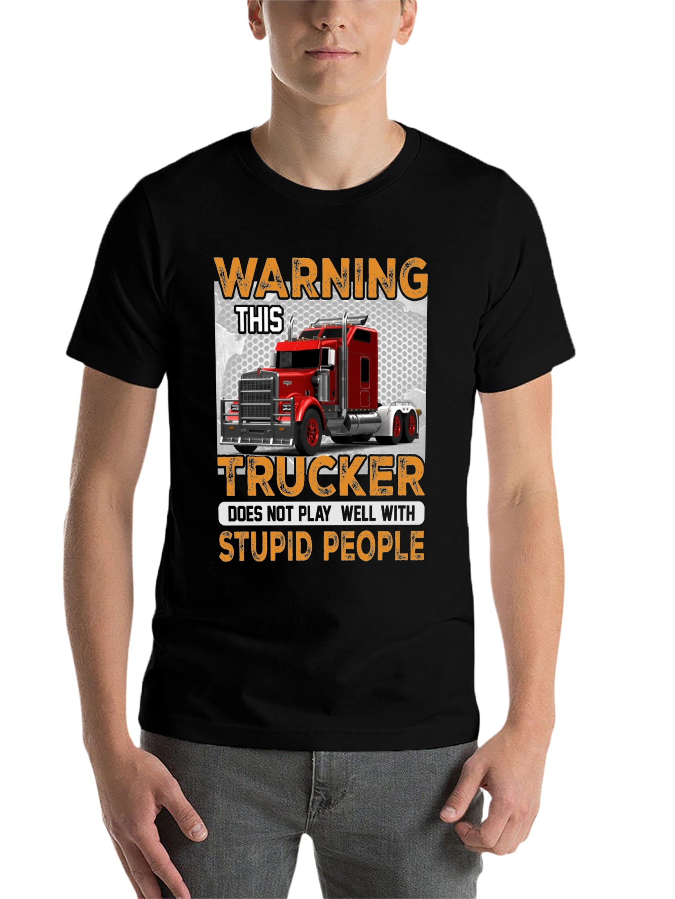 Warning Trucker Graphic Tee - 7