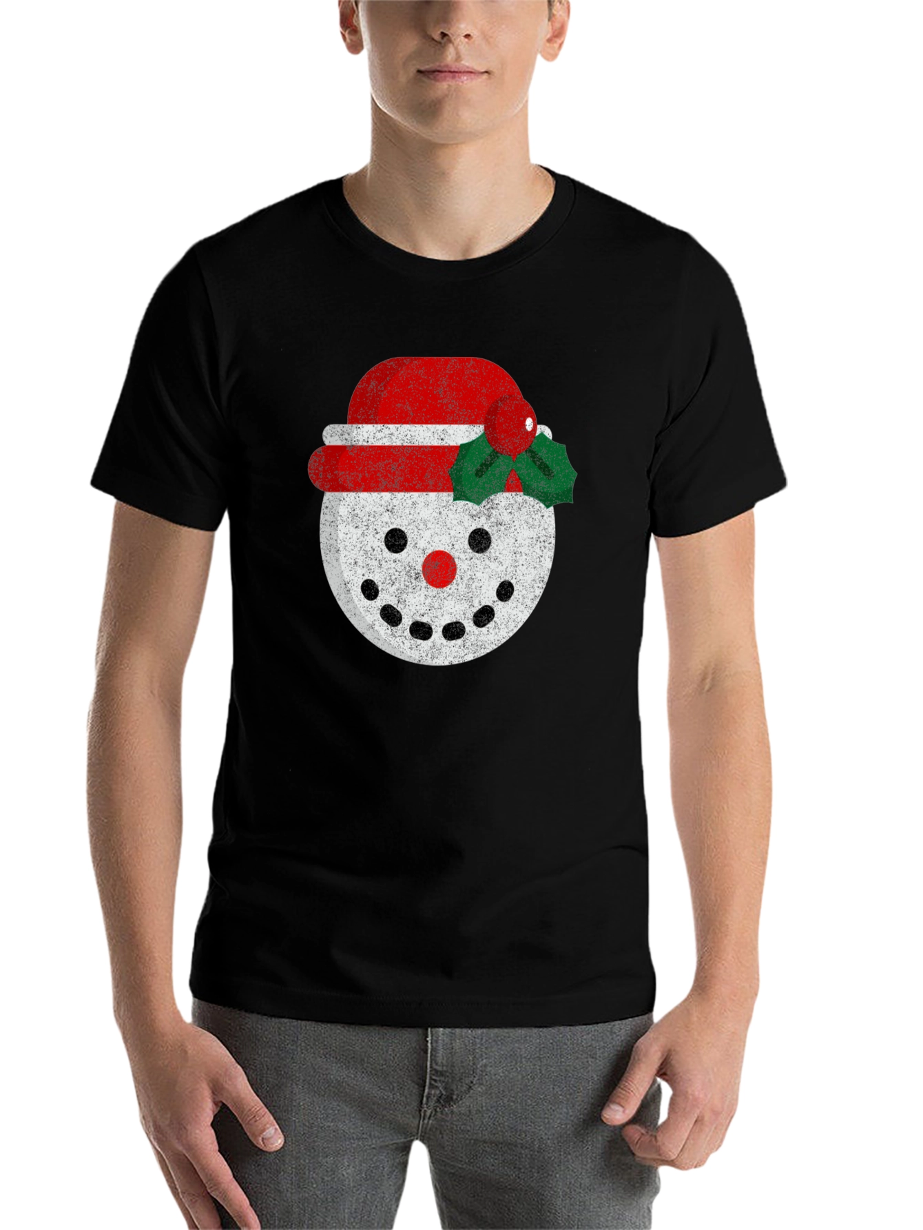 Black Festive Snowman Graphic Tee - Holiday Cheer view 7