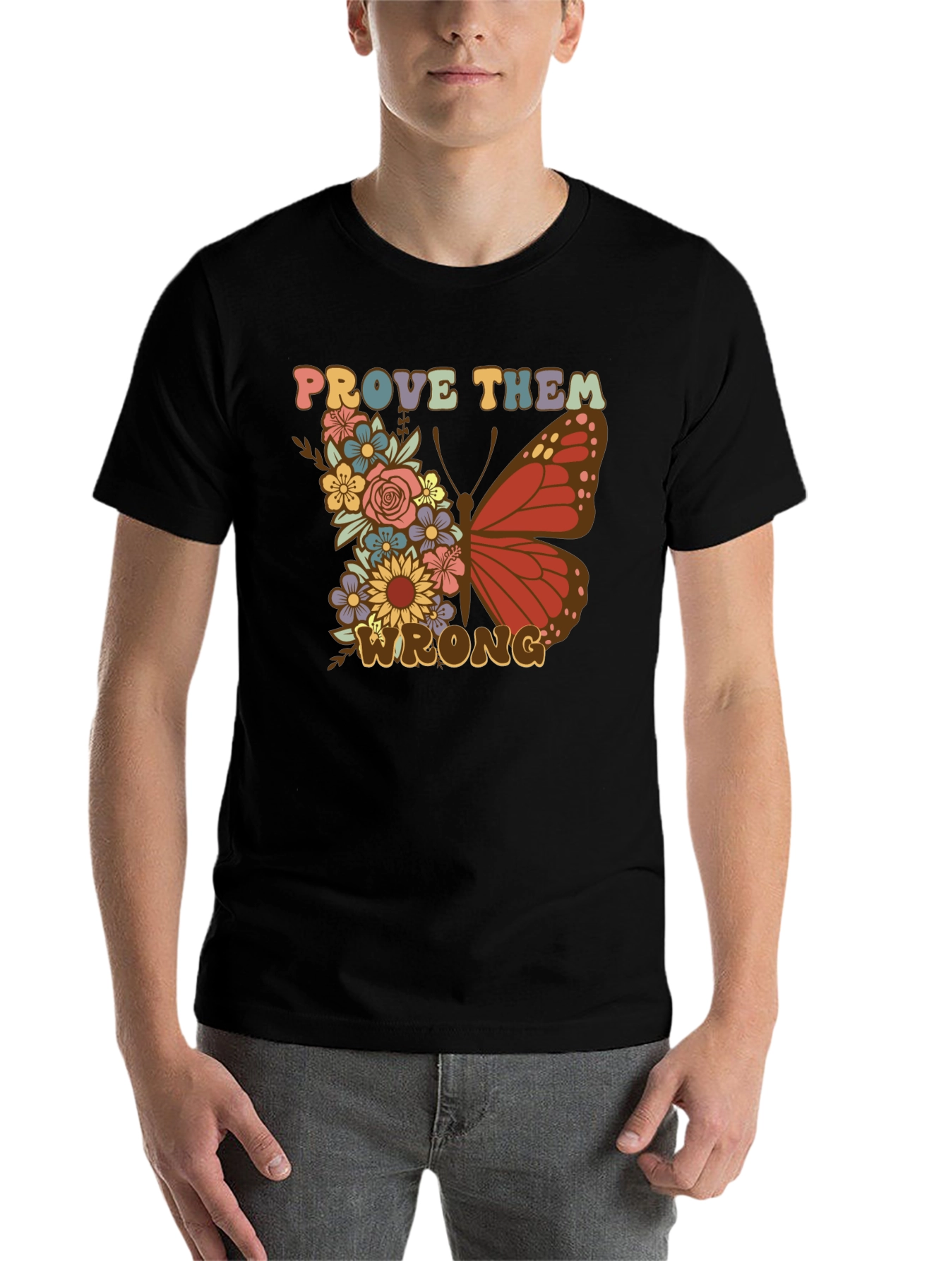 Black Floral Butterfly Prove Them Wrong Graphic Tee view 7