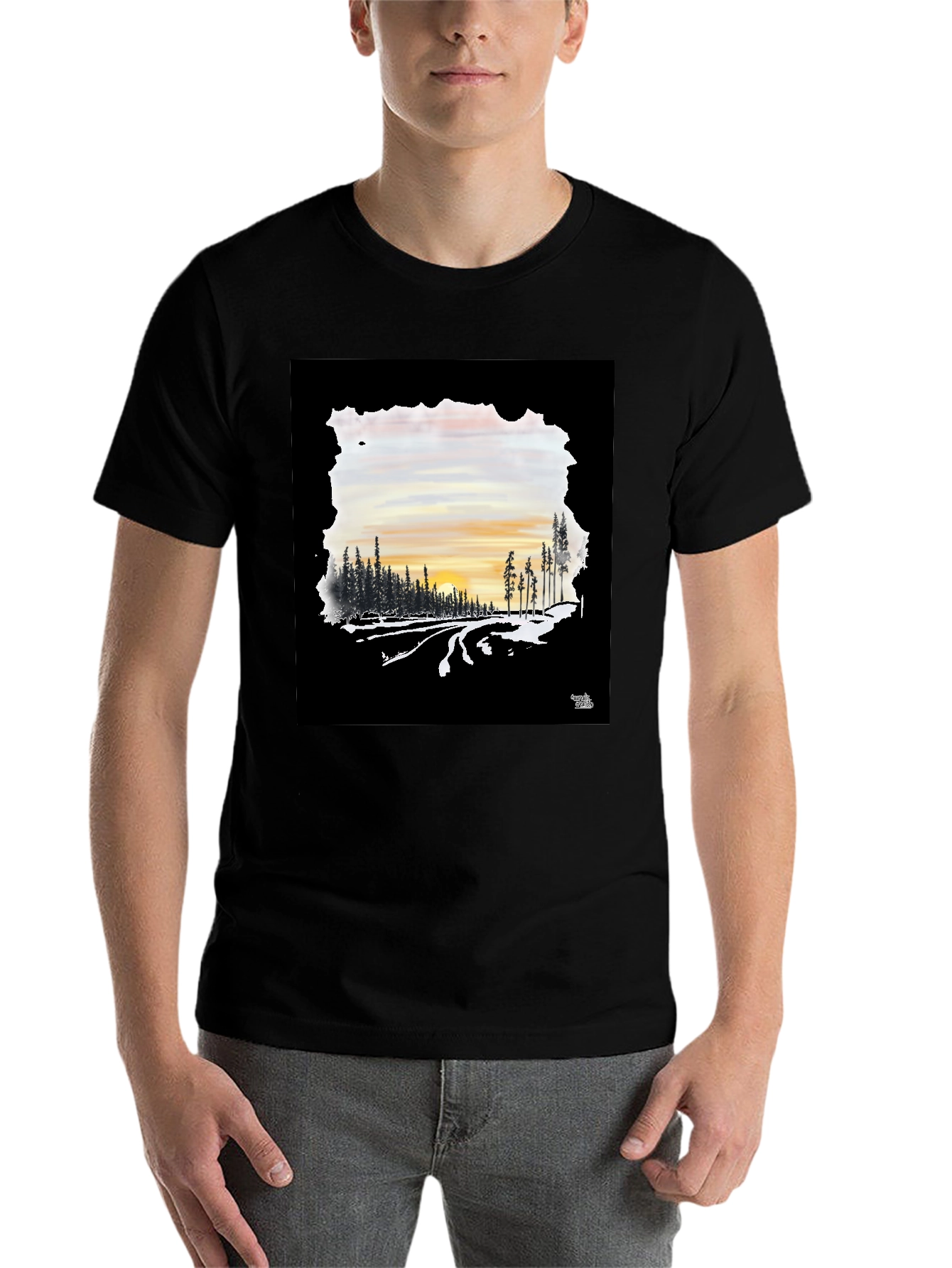 Black Sunset Road Black Graphic Tee view 7